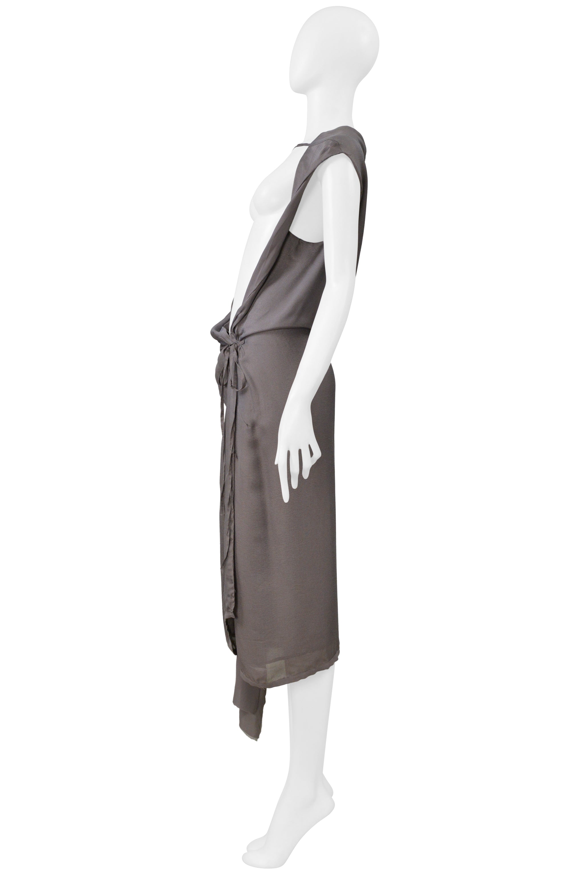 RICK OWENS ONION TONE SILK WRAP DRESS WITH OPEN FRONT 2004