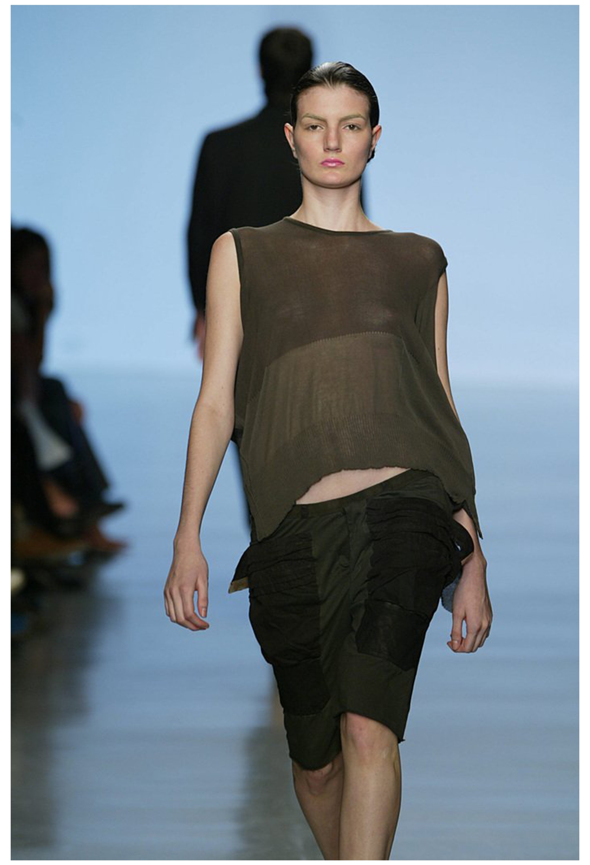 RICK OWENS OFF WHITE SLEEVELESS SWEATER WITH ASYMMETRICAL HEM 2004