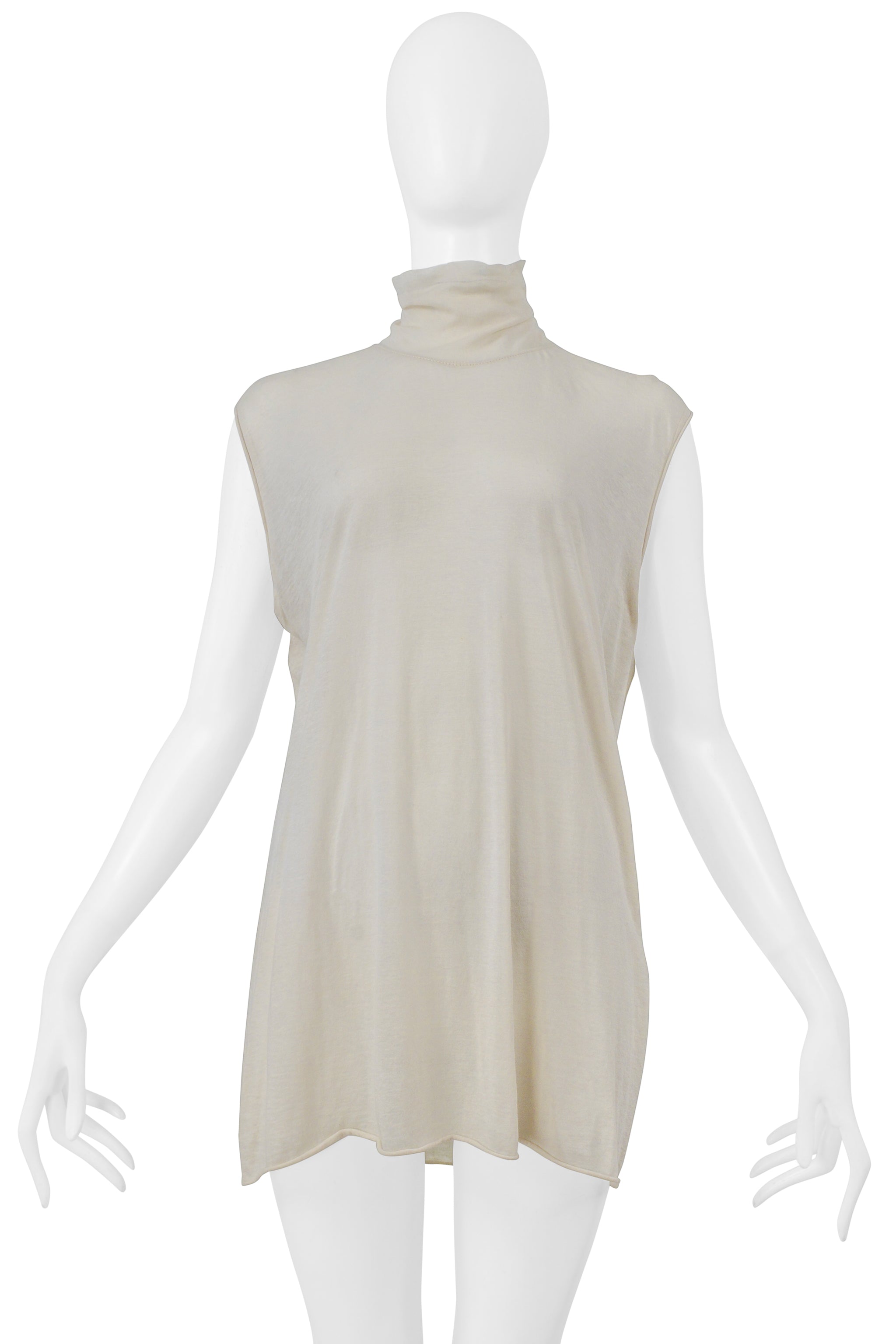 RICK OWENS OFF WHITE KNIT TOP WITH HIGH NECK 2004