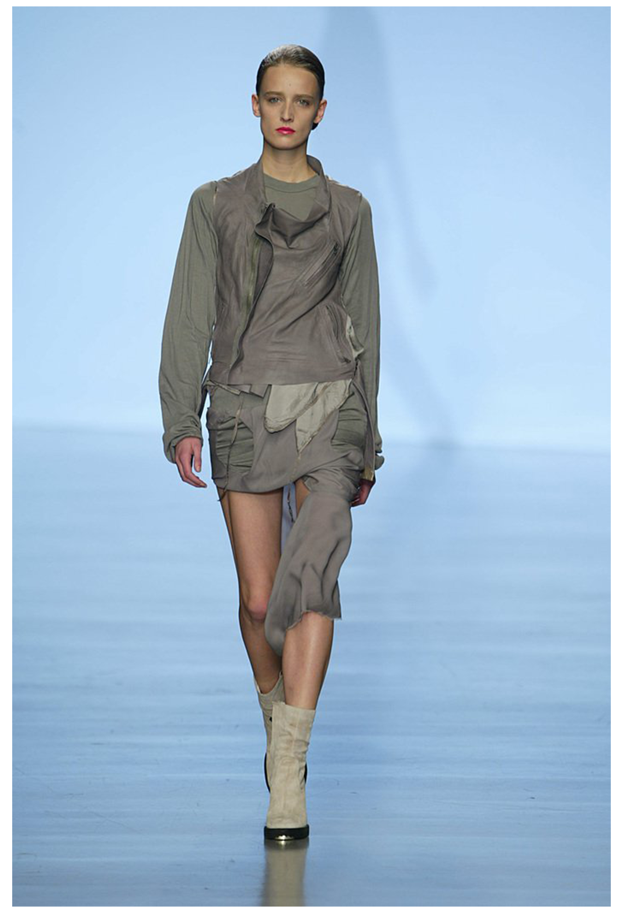 RICK OWENS MAUVE LEATHER BACKLESS MOTORCYCLE BIKER VEST 2004