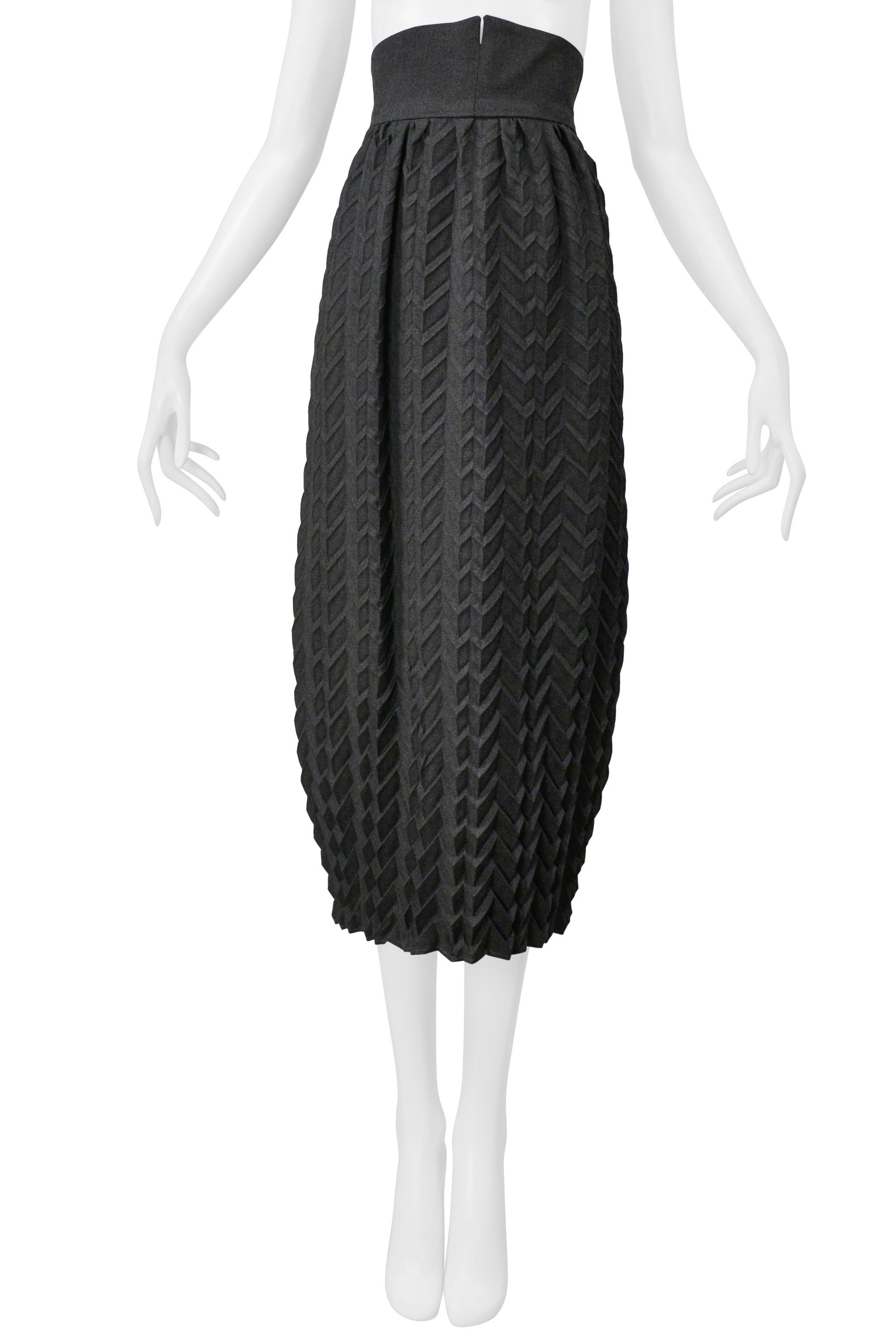ROMEO GIGLI GREY LONG WOOL PLEATED SKIRT 1985