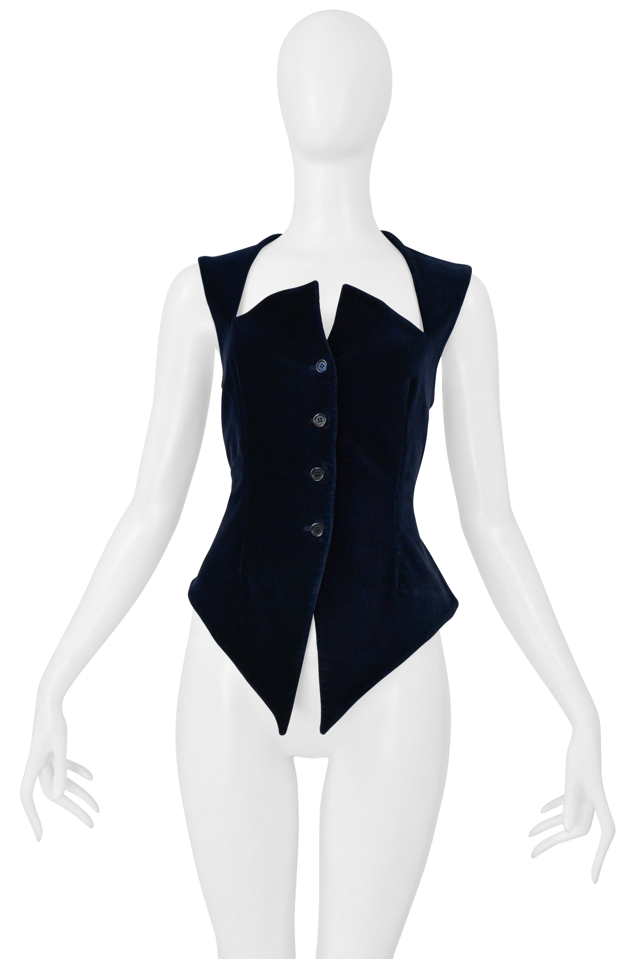 ROMEO GIGLI NAVY BLUE VELVET VEST 1985