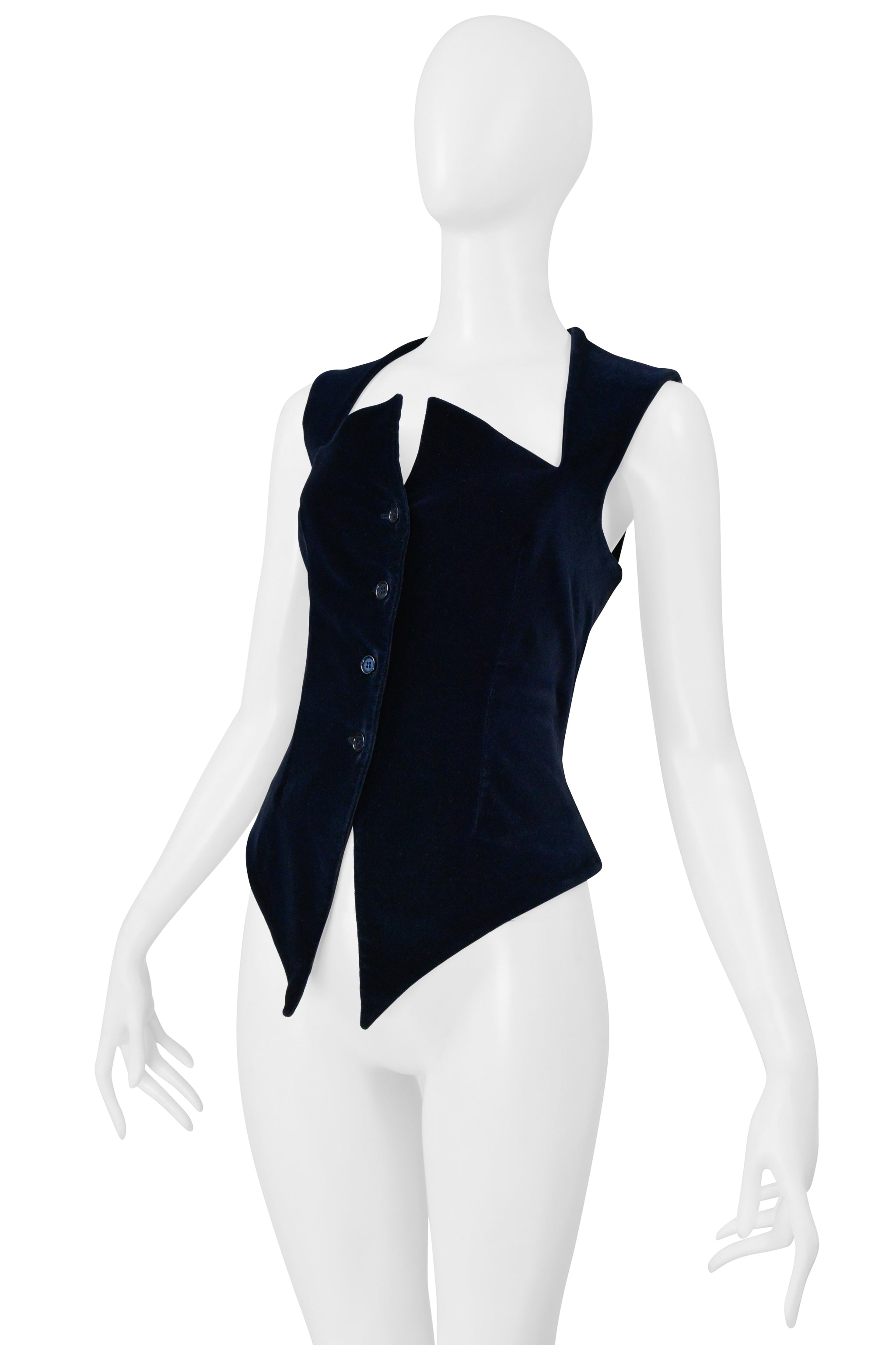 ROMEO GIGLI NAVY BLUE VELVET VEST 1985