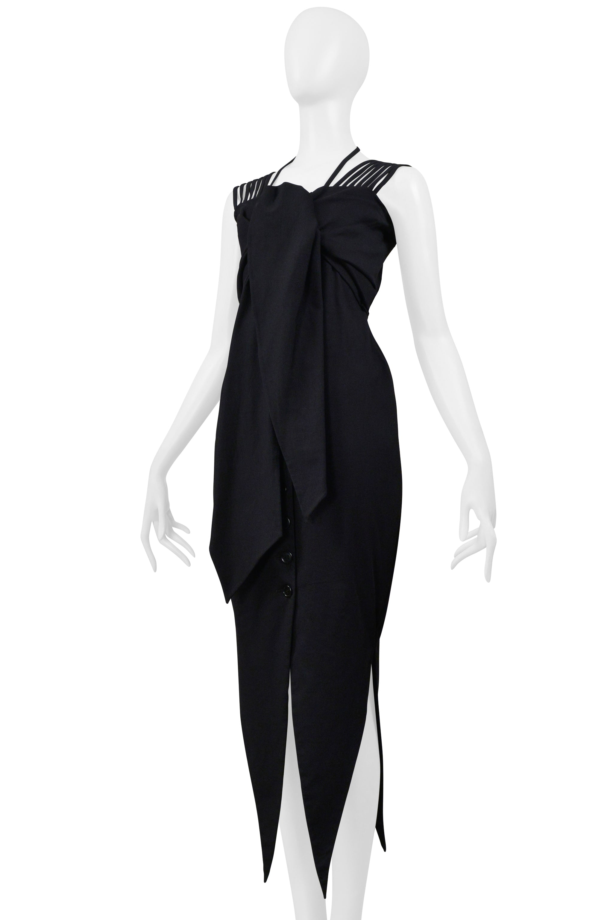 ROMEO GIGLI BLACK COLD DRESS DRESS WITH MULTIPLE STRAPS 1995