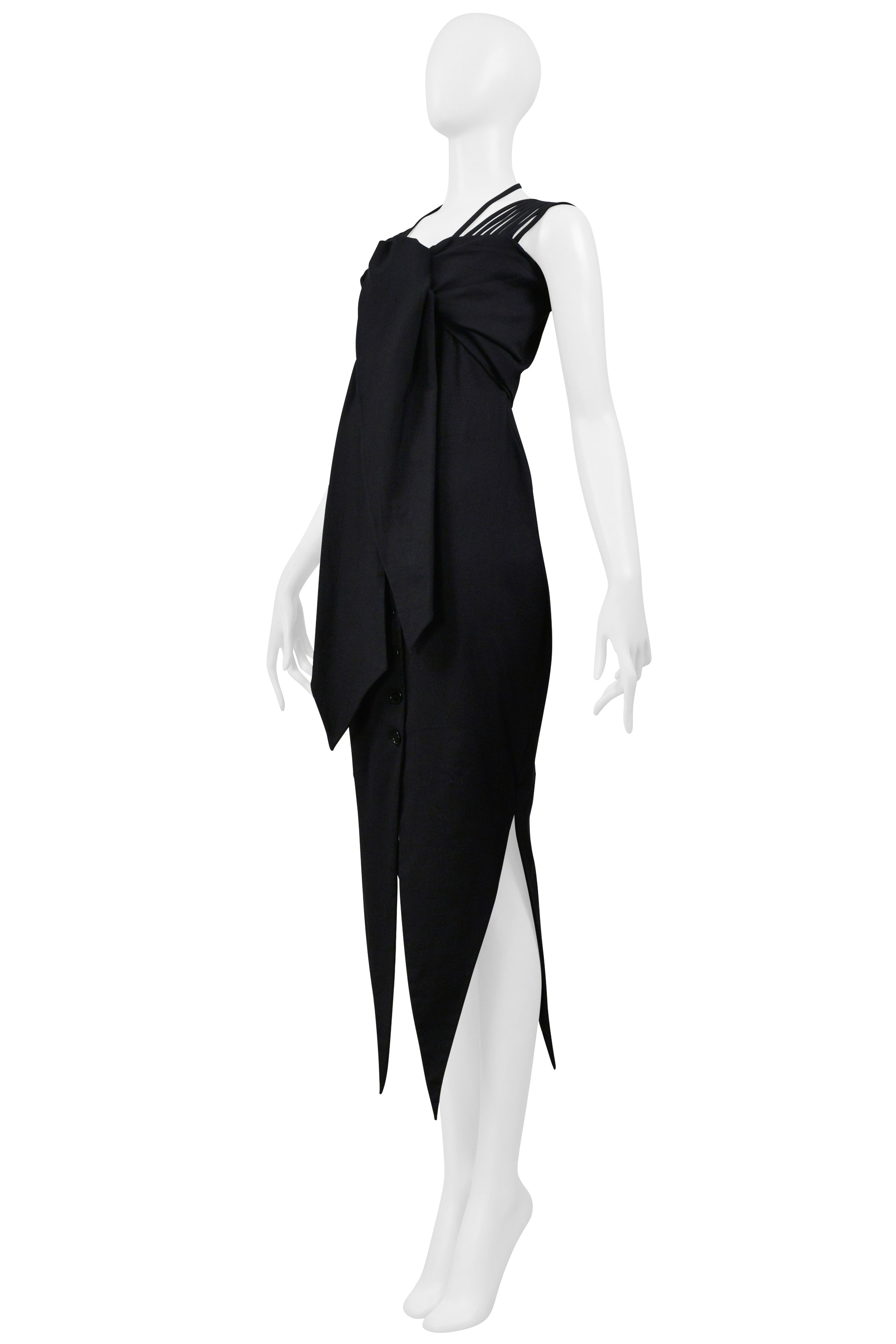 ROMEO GIGLI BLACK COLD DRESS DRESS WITH MULTIPLE STRAPS 1995