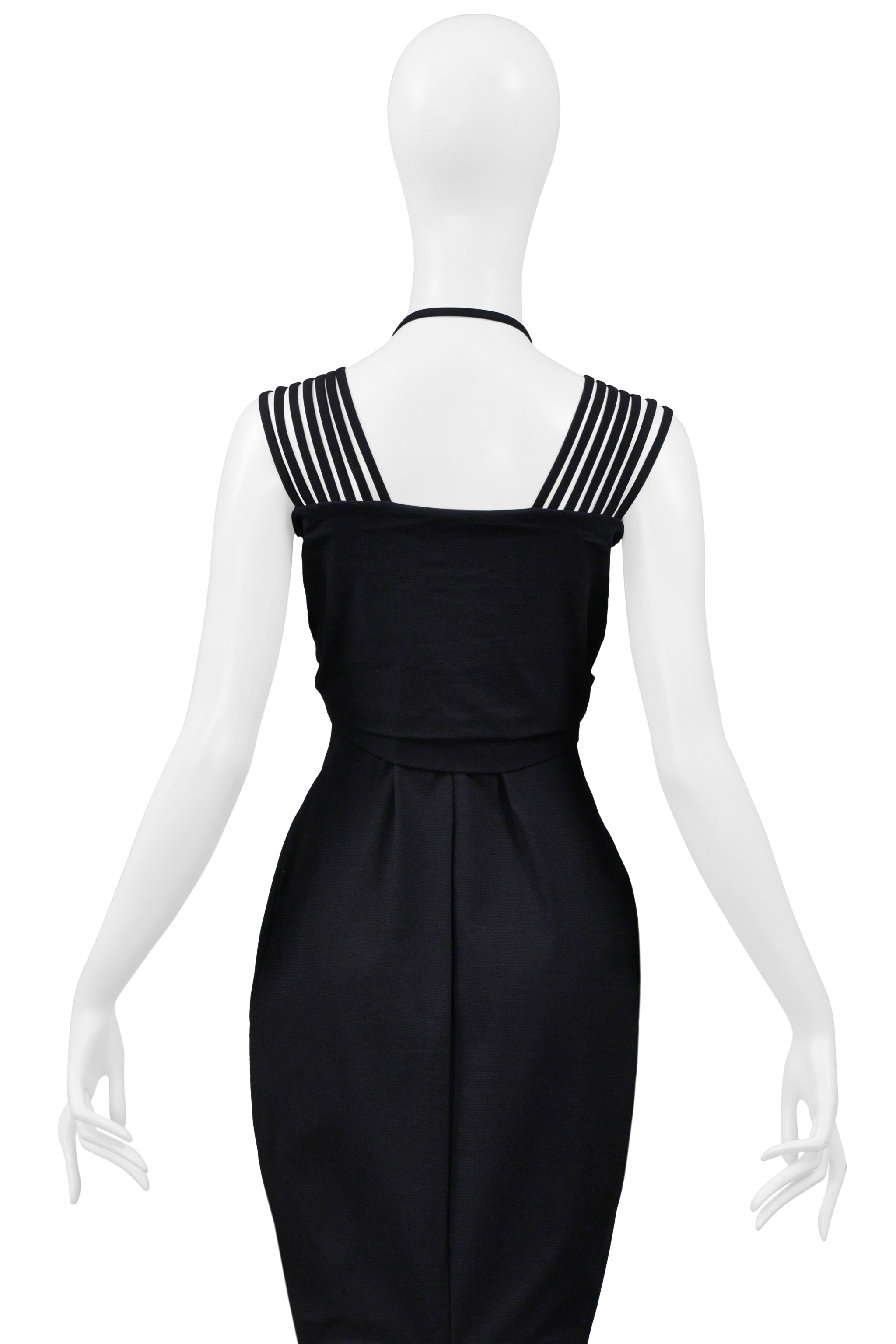 ROMEO GIGLI BLACK COLD DRESS DRESS WITH MULTIPLE STRAPS 1995