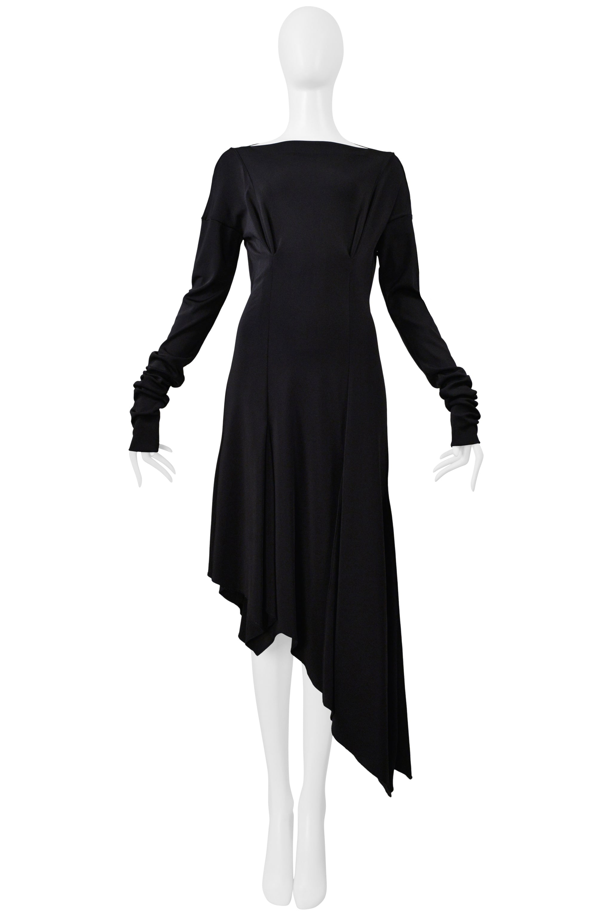 ROMEO GIGLI BLACK ASYMMETRICAL DRESS WITH LONG SLEEVES 1996