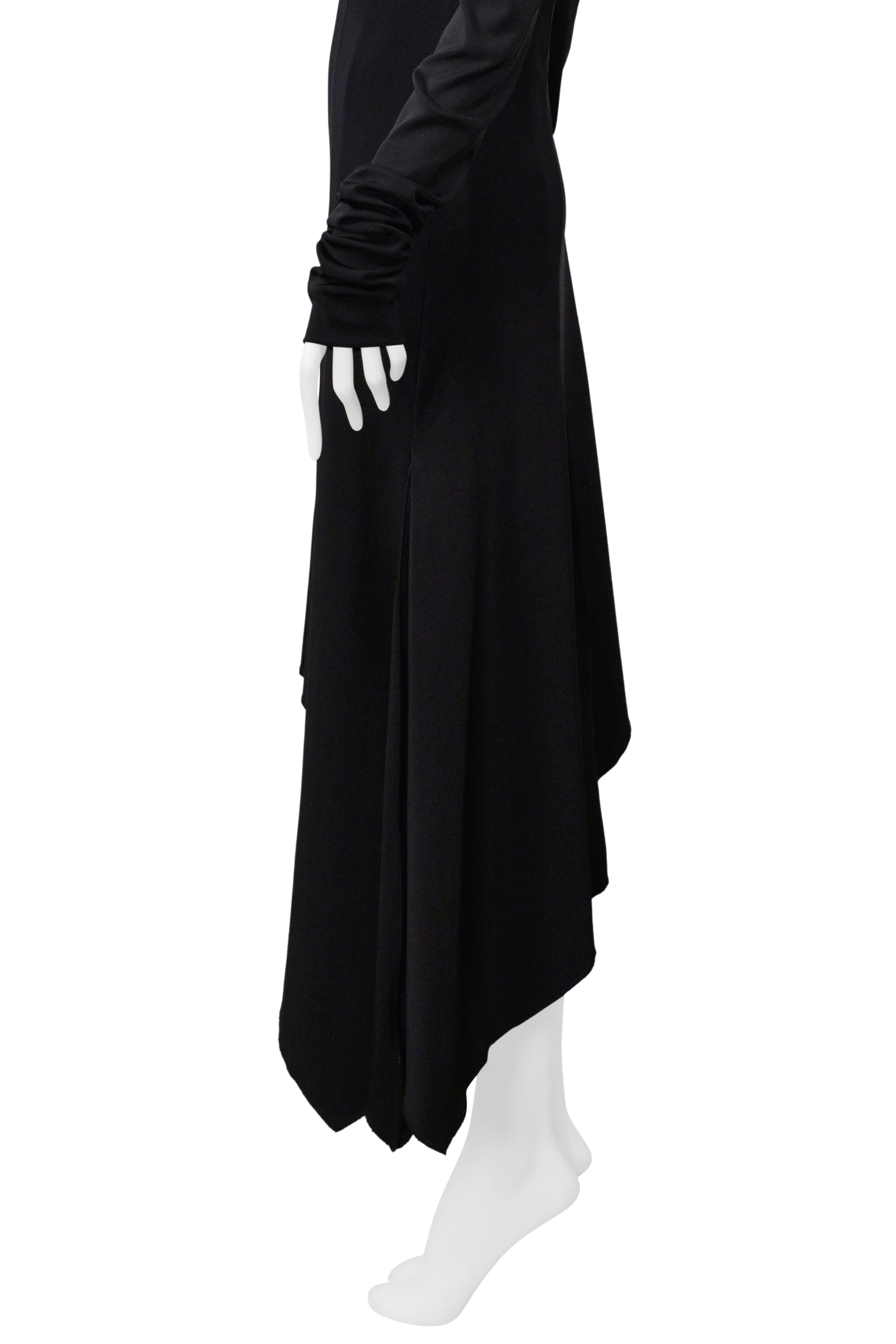 ROMEO GIGLI BLACK ASYMMETRICAL DRESS WITH LONG SLEEVES 1996