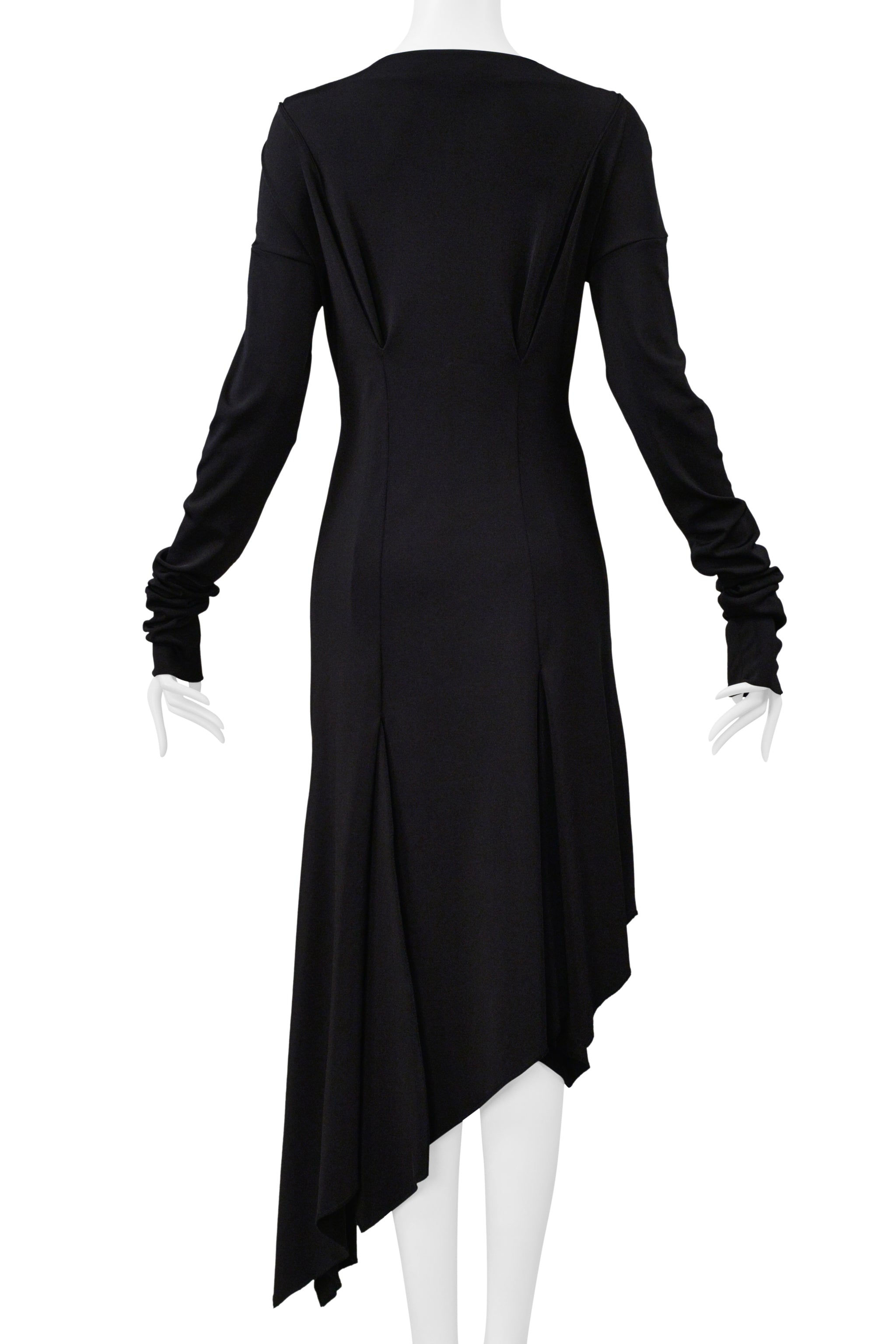 ROMEO GIGLI BLACK ASYMMETRICAL DRESS WITH LONG SLEEVES 1996