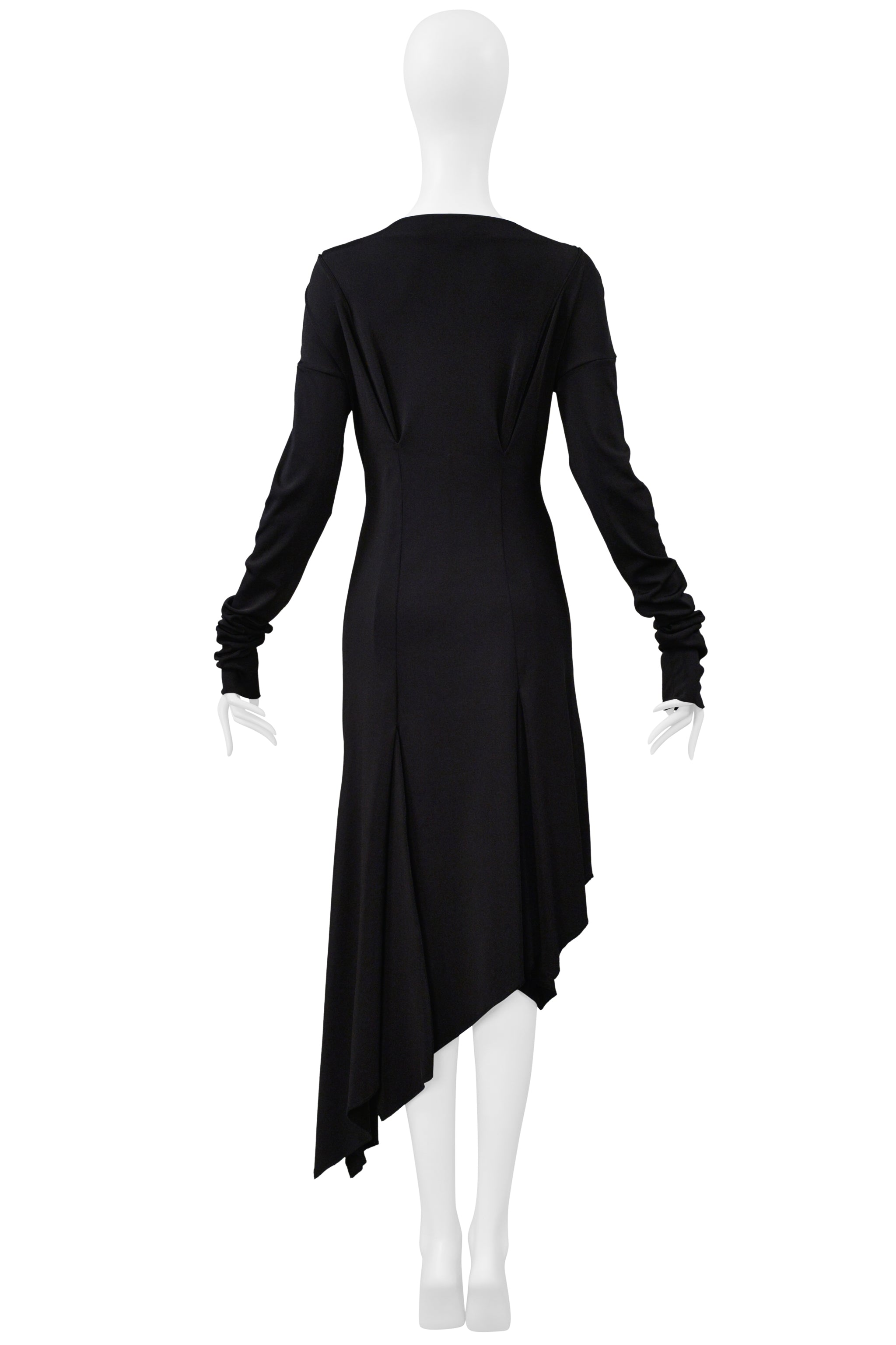 ROMEO GIGLI BLACK ASYMMETRICAL DRESS WITH LONG SLEEVES 1996