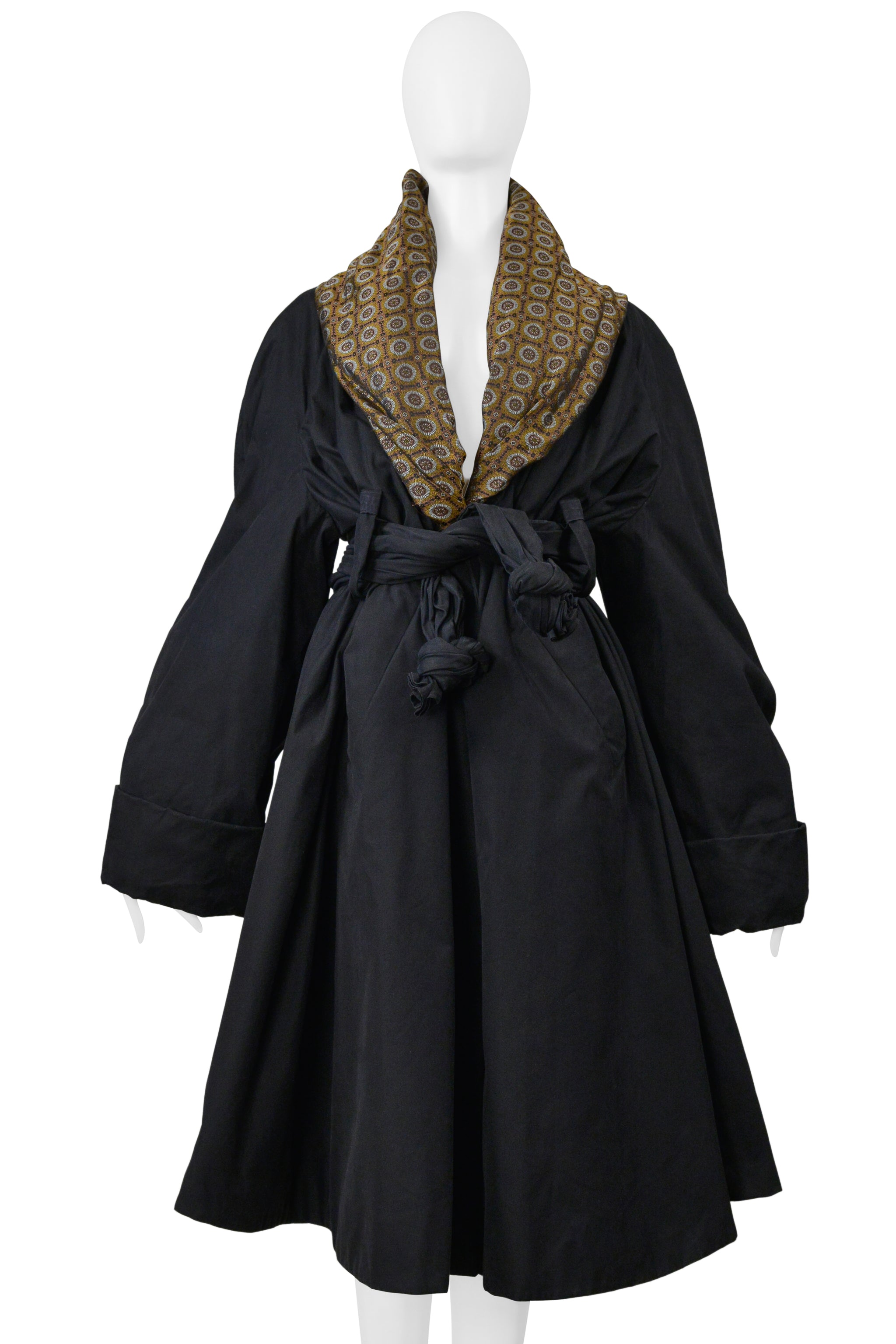 ROMEO GIGLI BLACK IRIDESCENT COAT WITH DOUBLE LAPEL 1990S