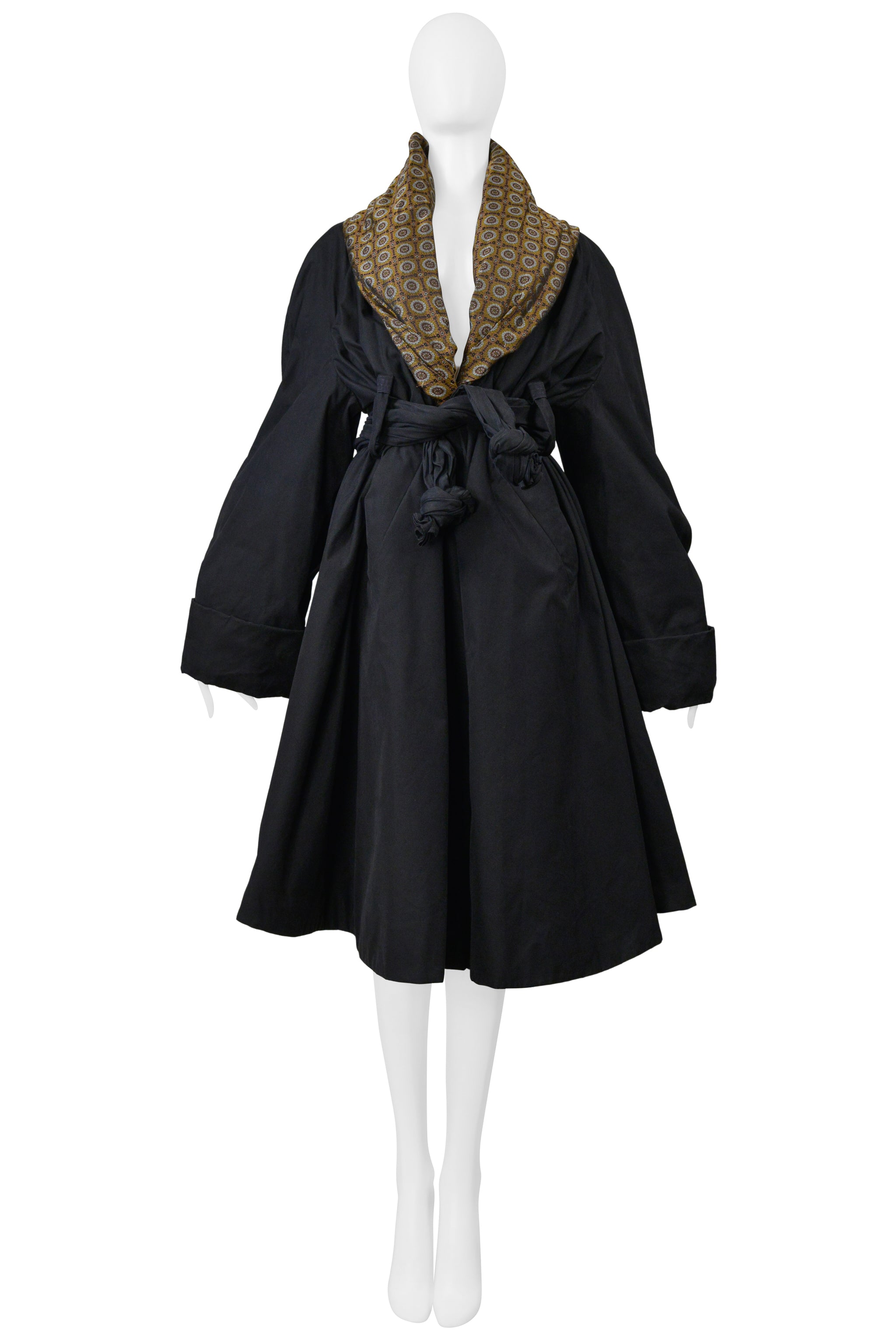 ROMEO GIGLI BLACK IRIDESCENT COAT WITH DOUBLE LAPEL 1990S