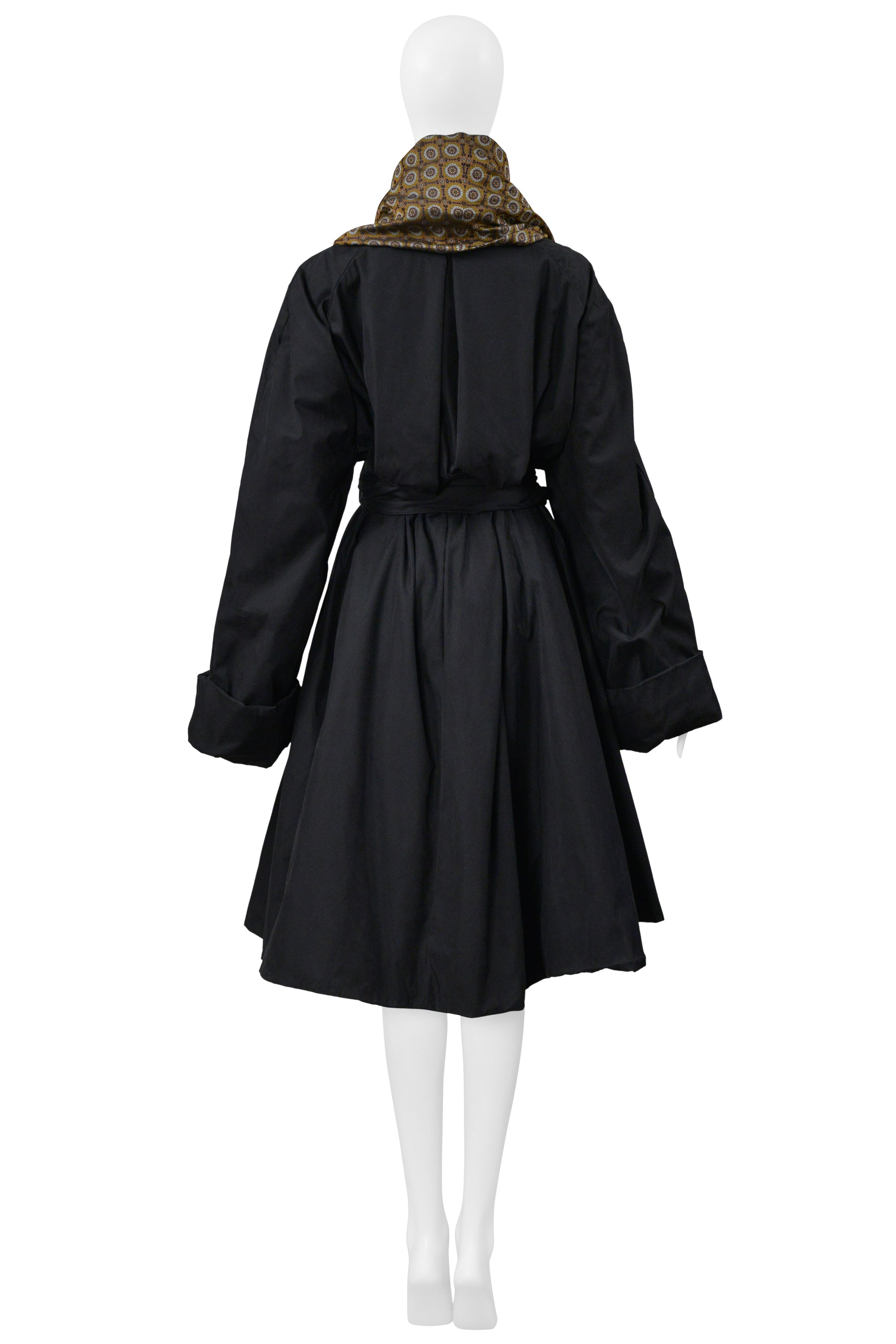 ROMEO GIGLI BLACK IRIDESCENT COAT WITH DOUBLE LAPEL 1990S