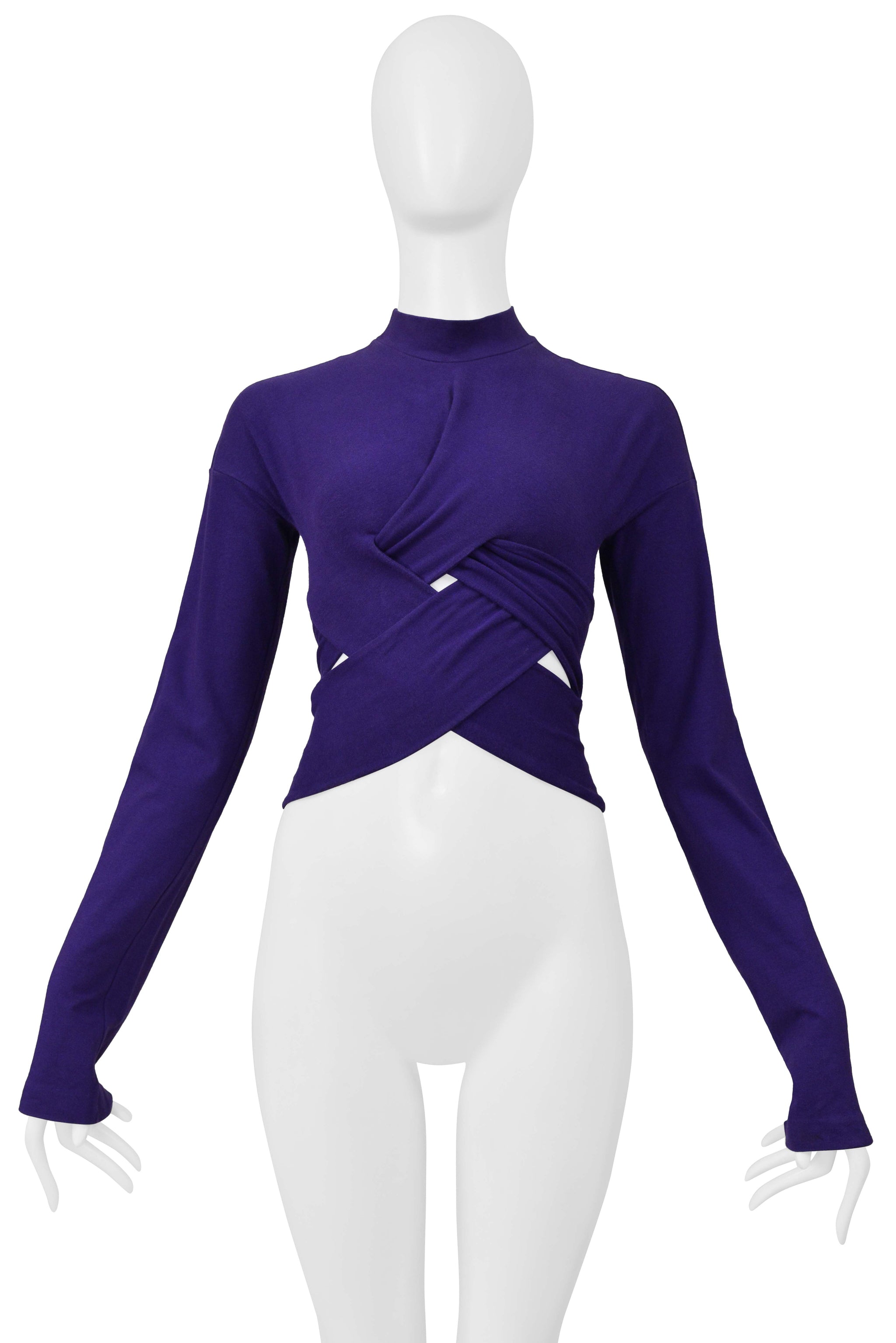 ROMEO GIGLI PURPLE LONGSLEEVE CUTOUT CRISS-CROSS TOP