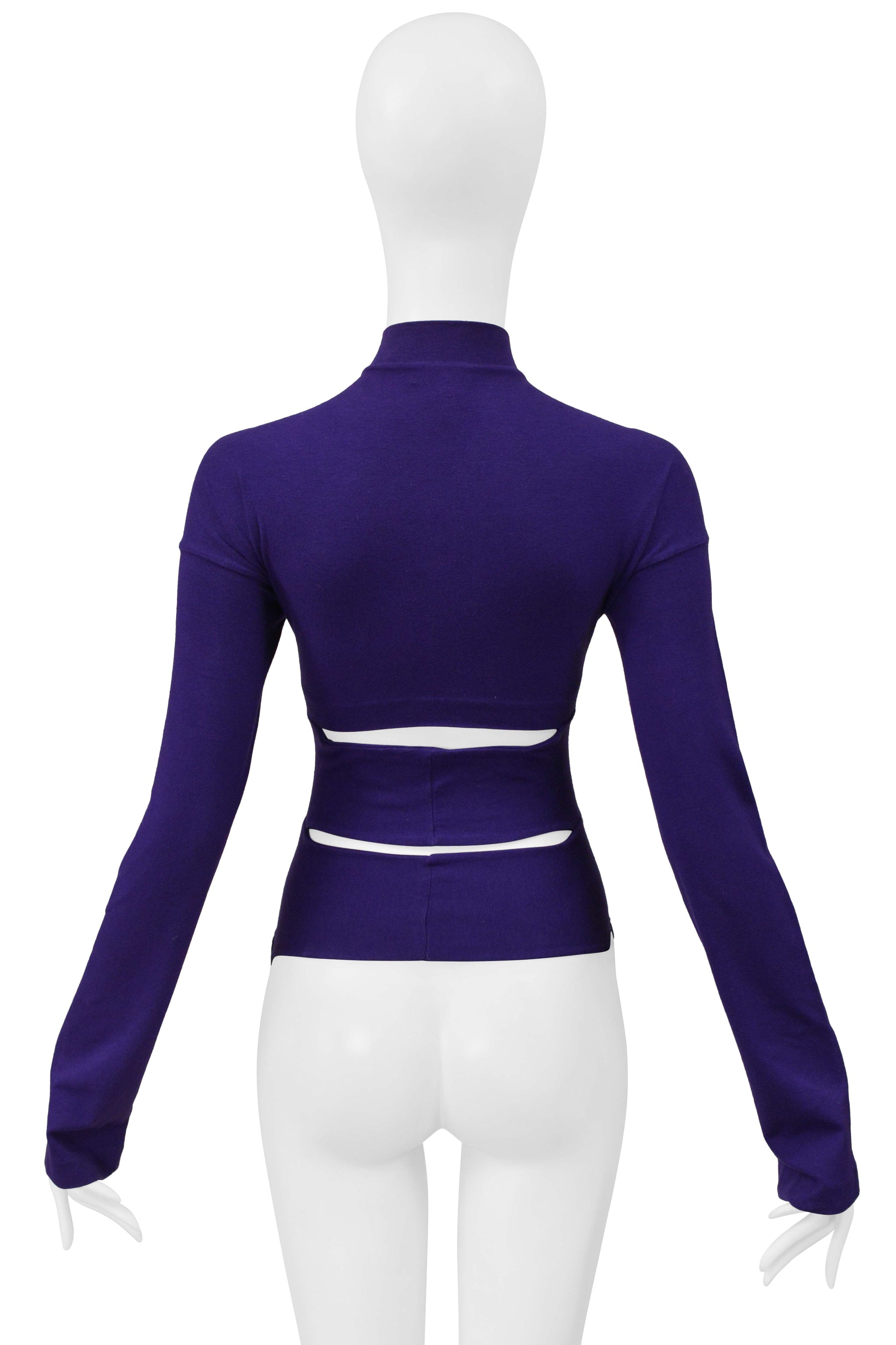 ROMEO GIGLI PURPLE LONGSLEEVE CUTOUT CRISS-CROSS TOP