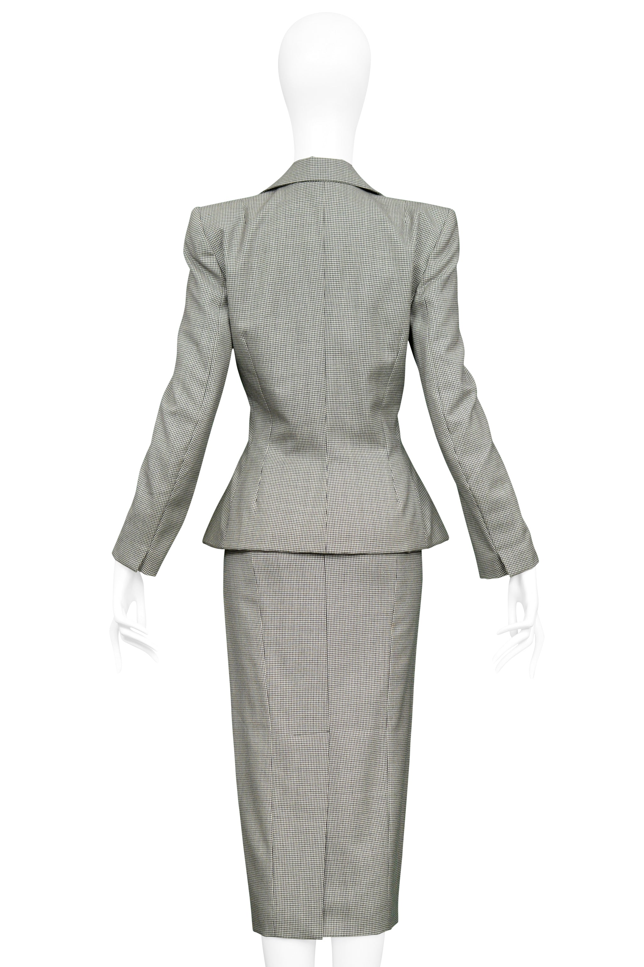 JOHN GALLIANO BLACK AND WHITE HOUNDSTOOTH SKIRT SUIT 1995