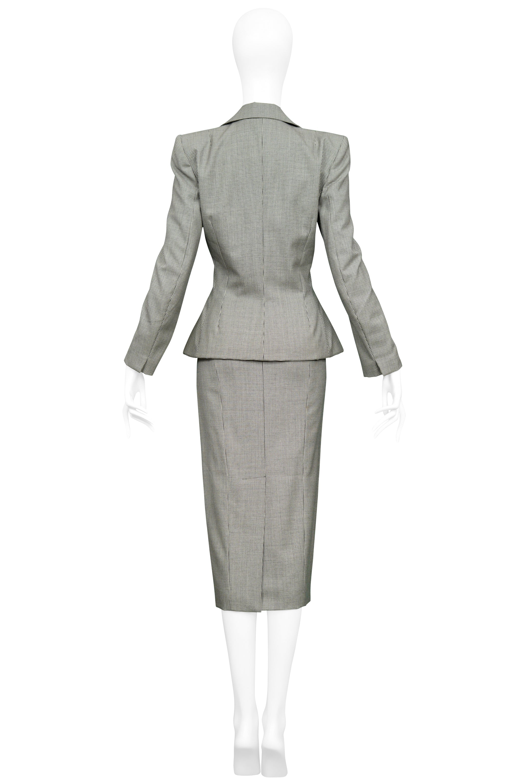 JOHN GALLIANO BLACK AND WHITE HOUNDSTOOTH SKIRT SUIT 1995