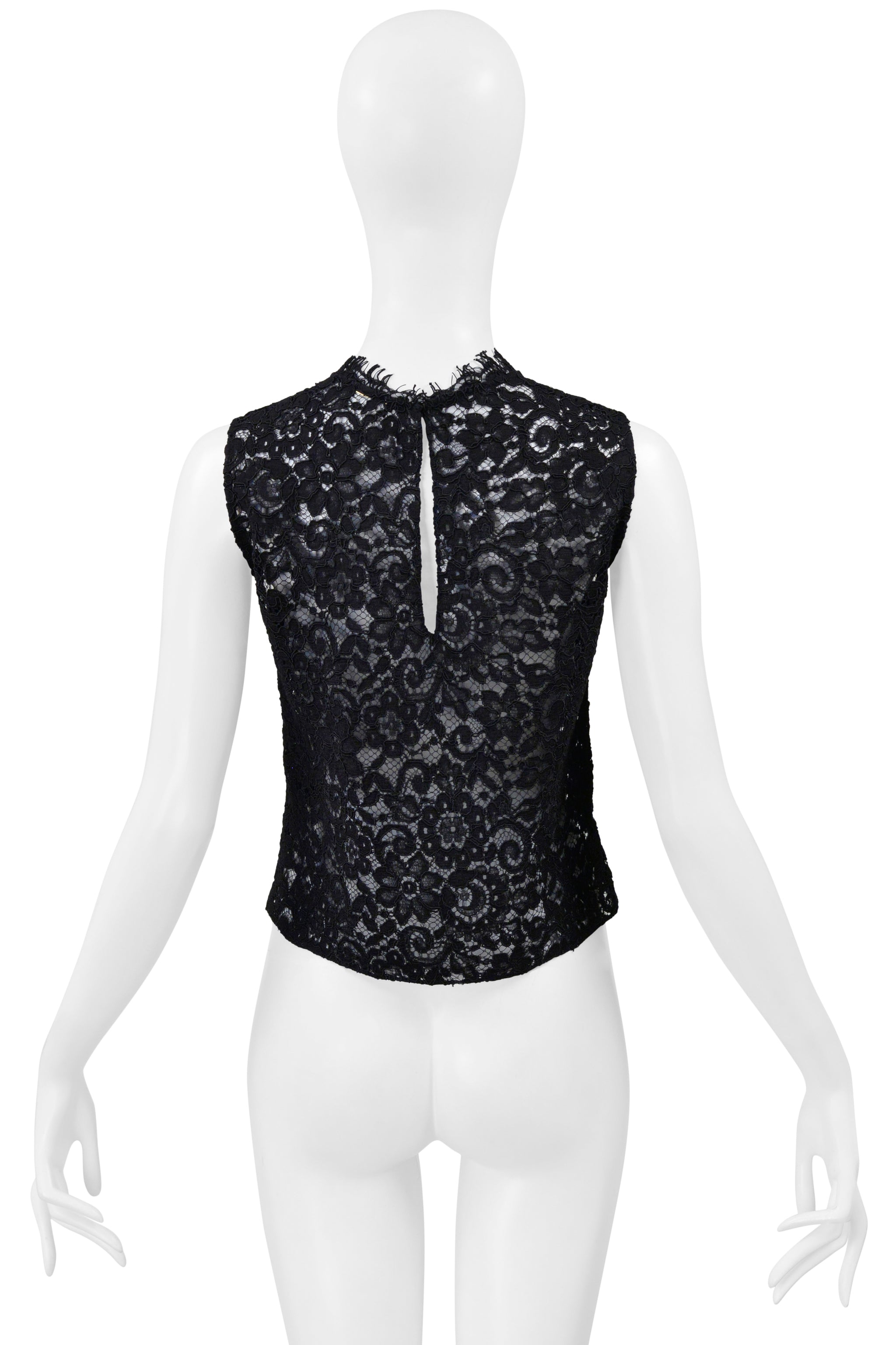 SAINT LAURENT PARIS BLACK LACE SHELL TOP
