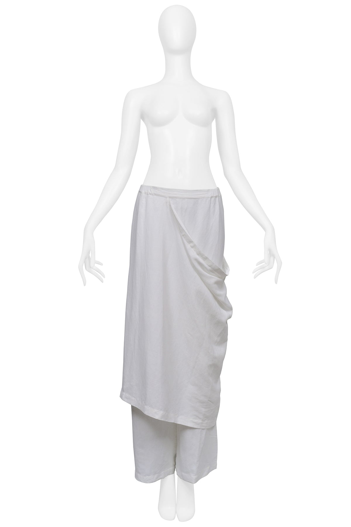 SHIRIN GUILD OVERSIZED OFF WHITE LINEN KIMONO JACKET AND PANTS ENSEMBLE 2001