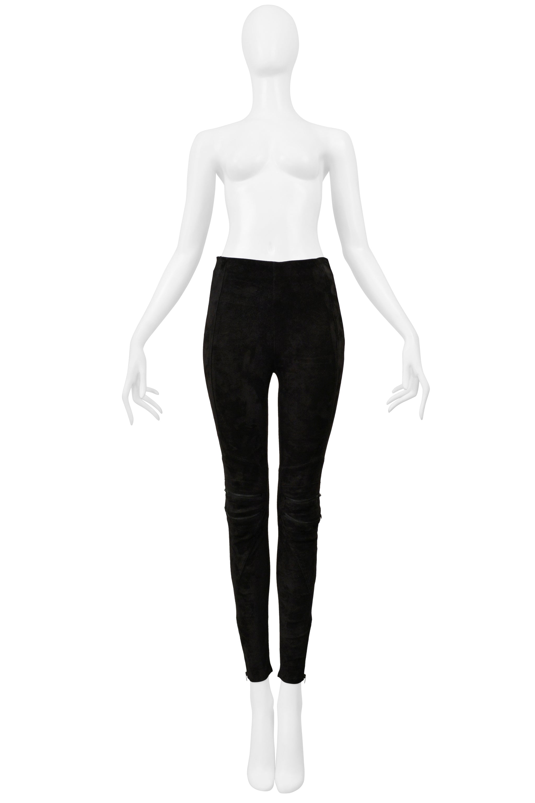 SAINT LAURENT PARIS BLACK SUEDE MOTO PANTS 2016