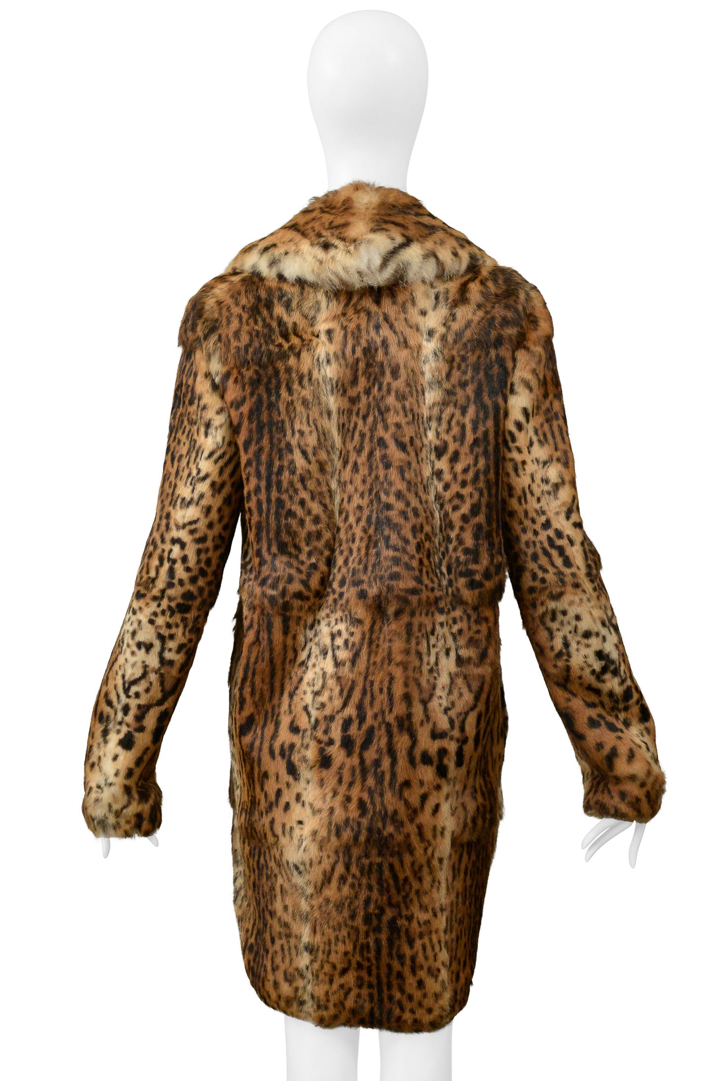 SAINT LAURENT PARIS LEOPARD PRINT RABBIT FUR COAT 2018