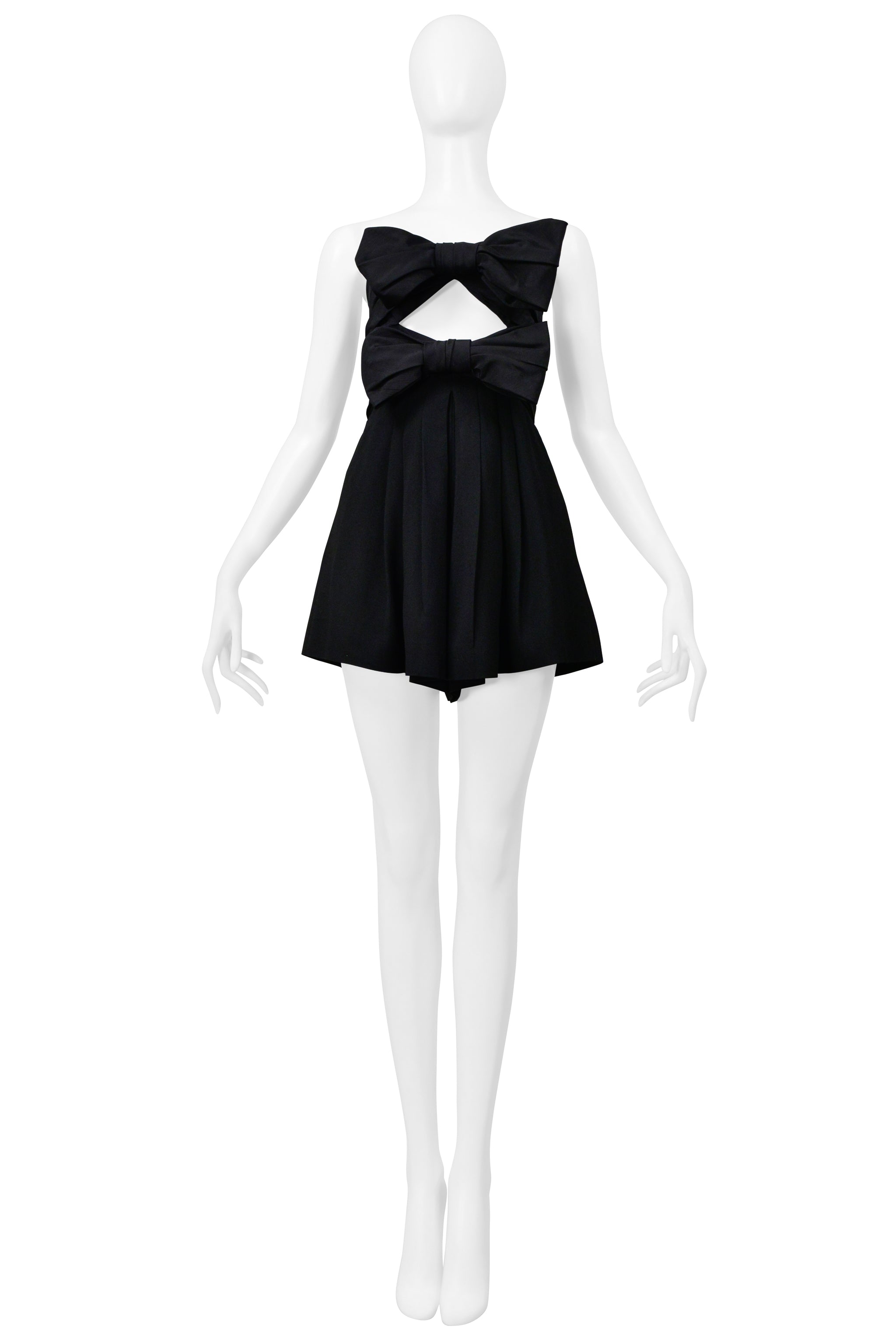 SAINT LAURENT PARIS BLACK ROMPER WITH BOWS AND CUTOUT 2019
