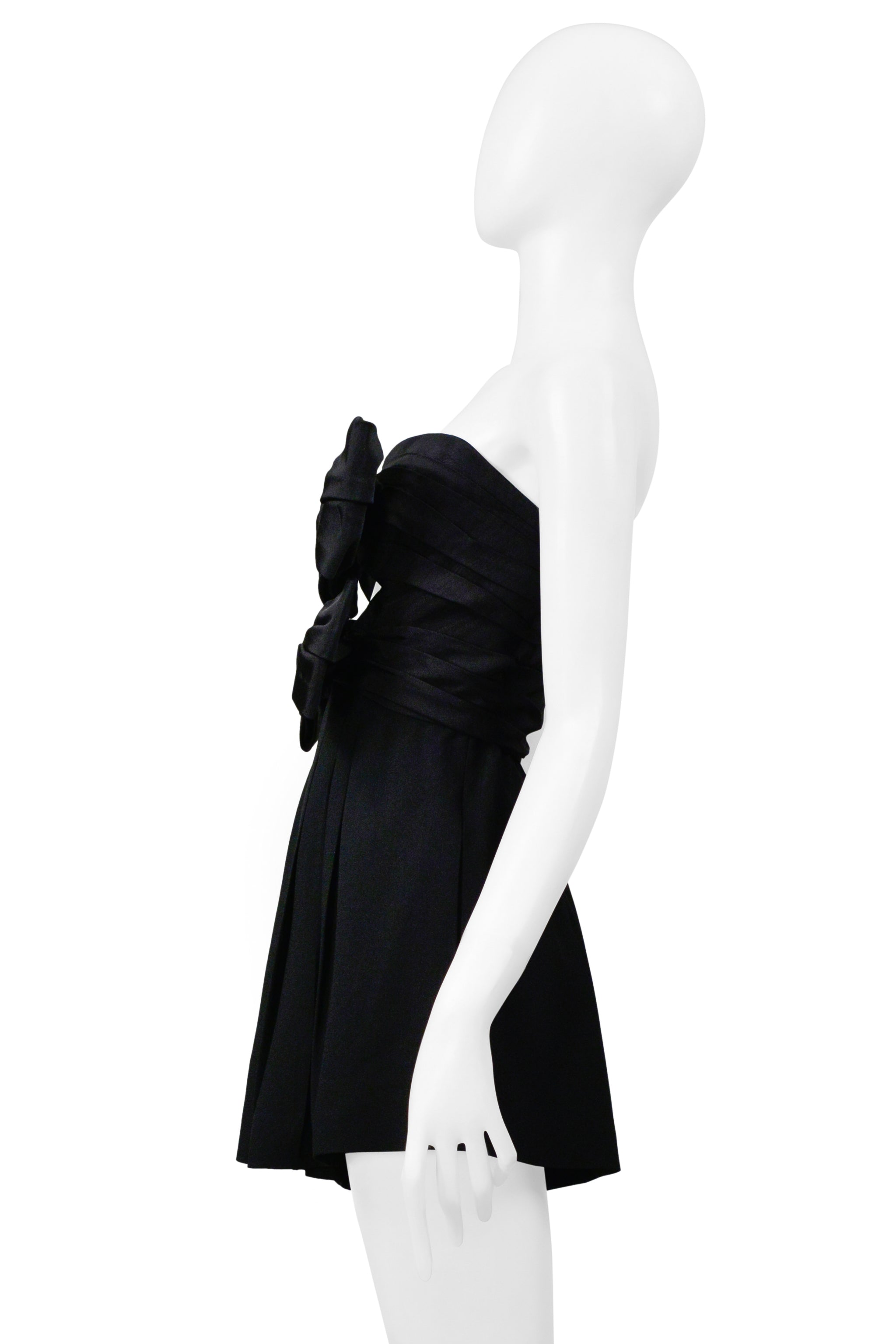 SAINT LAURENT PARIS BLACK ROMPER WITH BOWS AND CUTOUT 2019