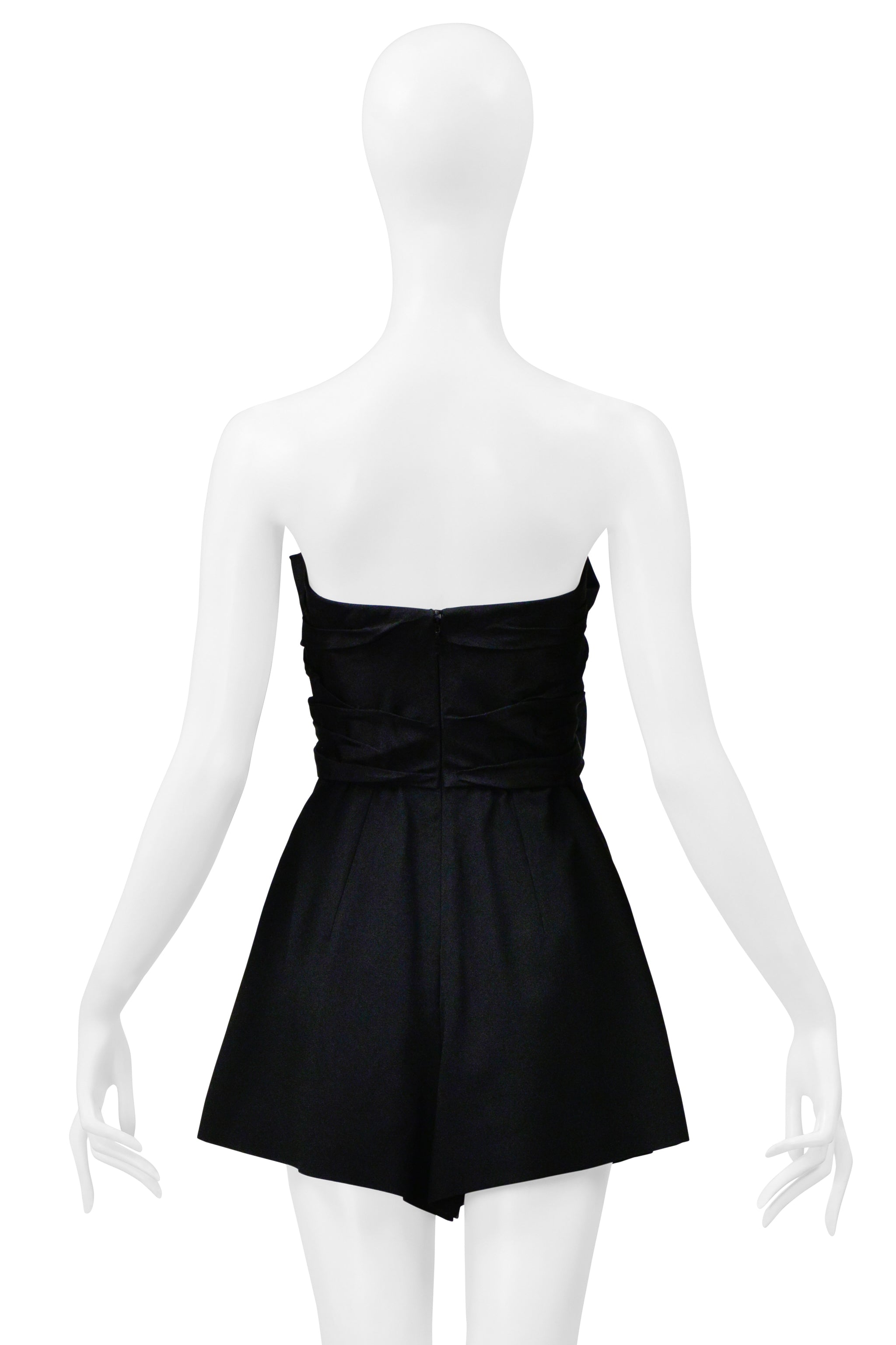 SAINT LAURENT PARIS BLACK ROMPER WITH BOWS AND CUTOUT 2019