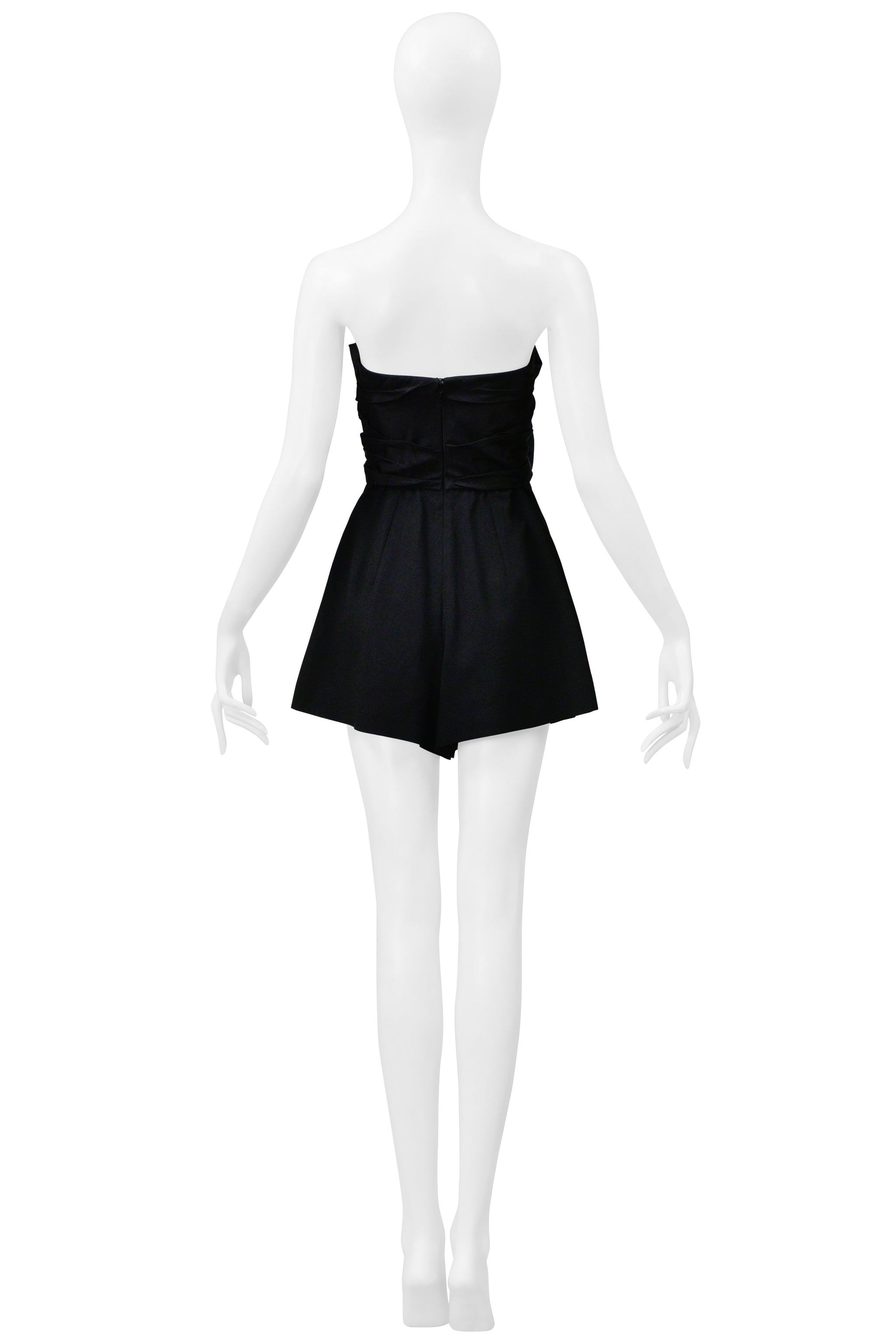 SAINT LAURENT PARIS BLACK ROMPER WITH BOWS AND CUTOUT 2019