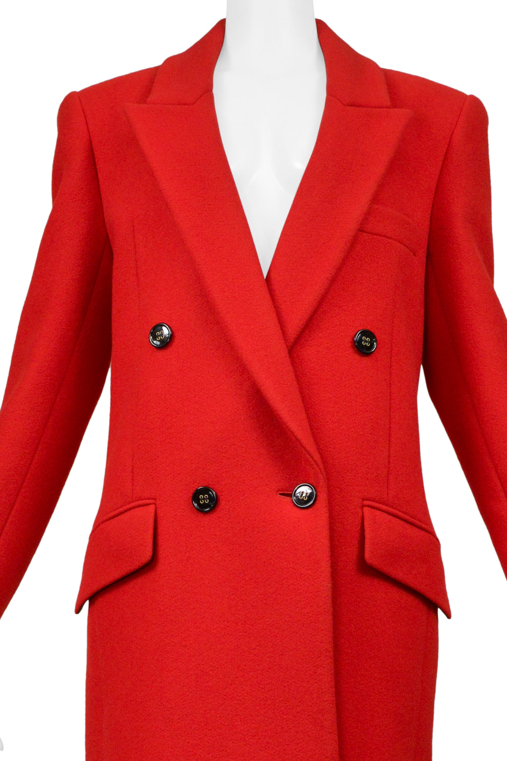 SAINT LAURENT PARIS RED WOOL COAT 2020