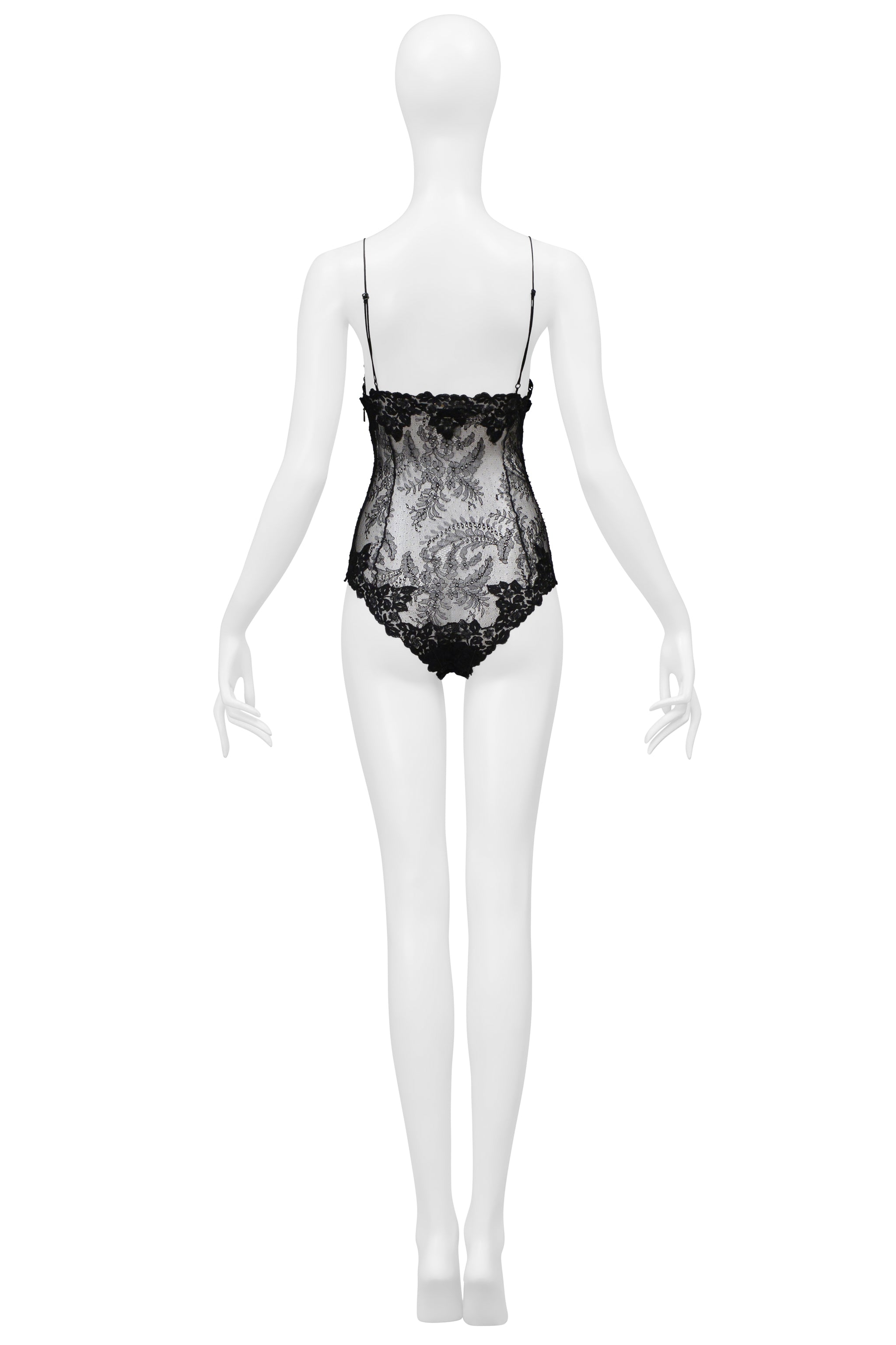 SAINT LAURENT PARIS BLACK LACE BODYSUIT 2021