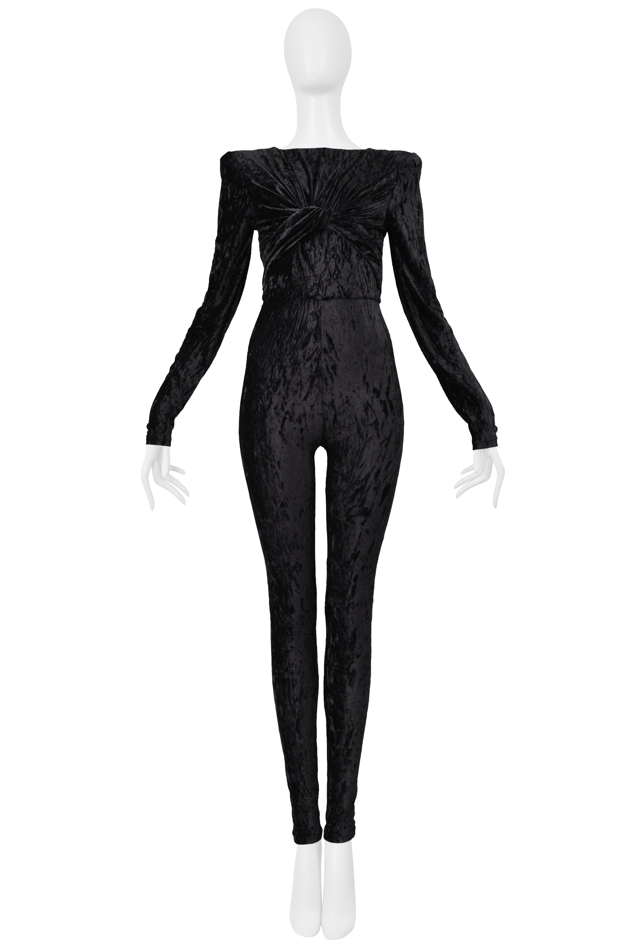 SAINT LAURENT PARIS MIDNIGHT CRUSHED VELVET JUMPSUIT 2021