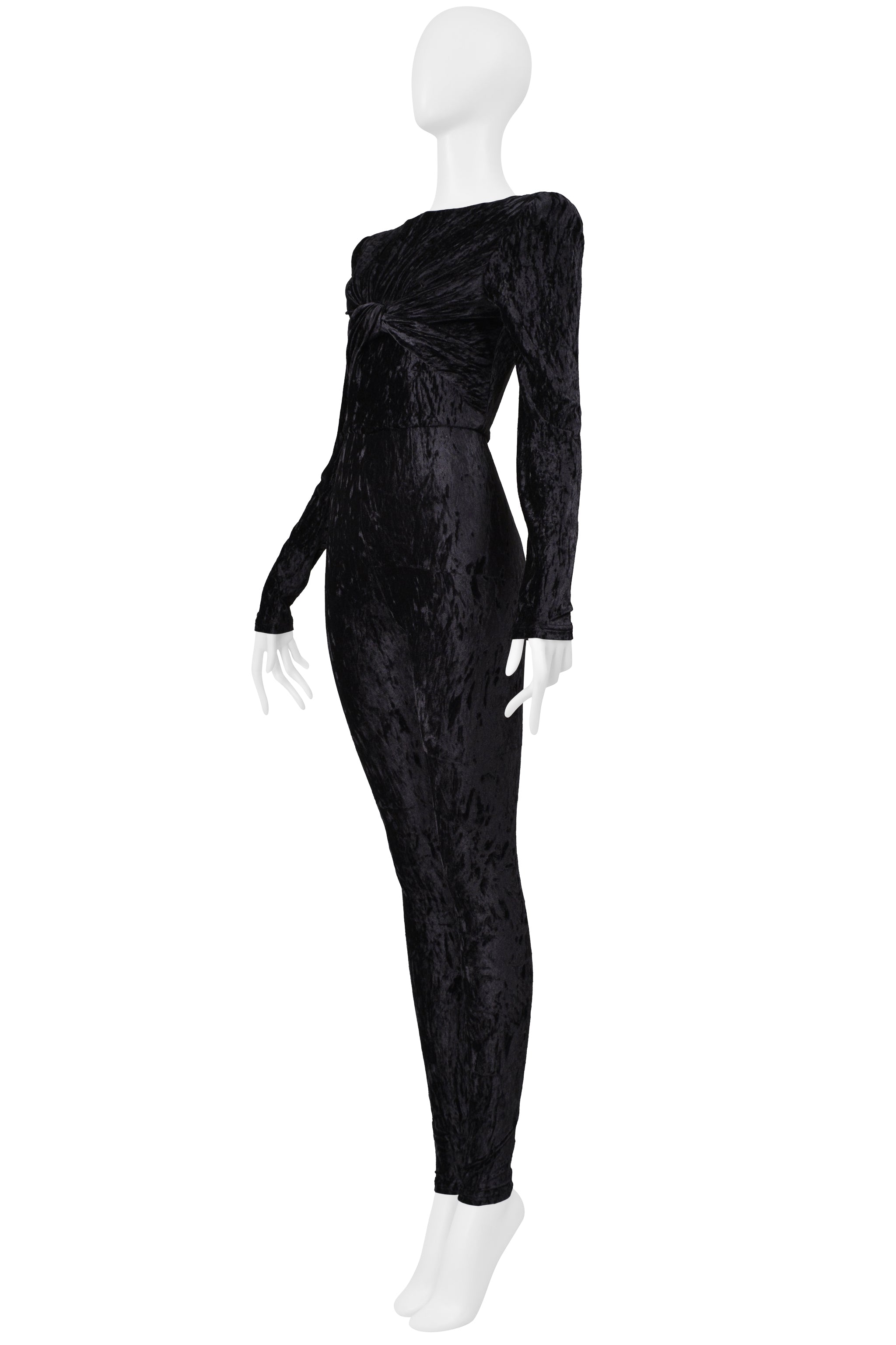 SAINT LAURENT PARIS MIDNIGHT CRUSHED VELVET JUMPSUIT 2021