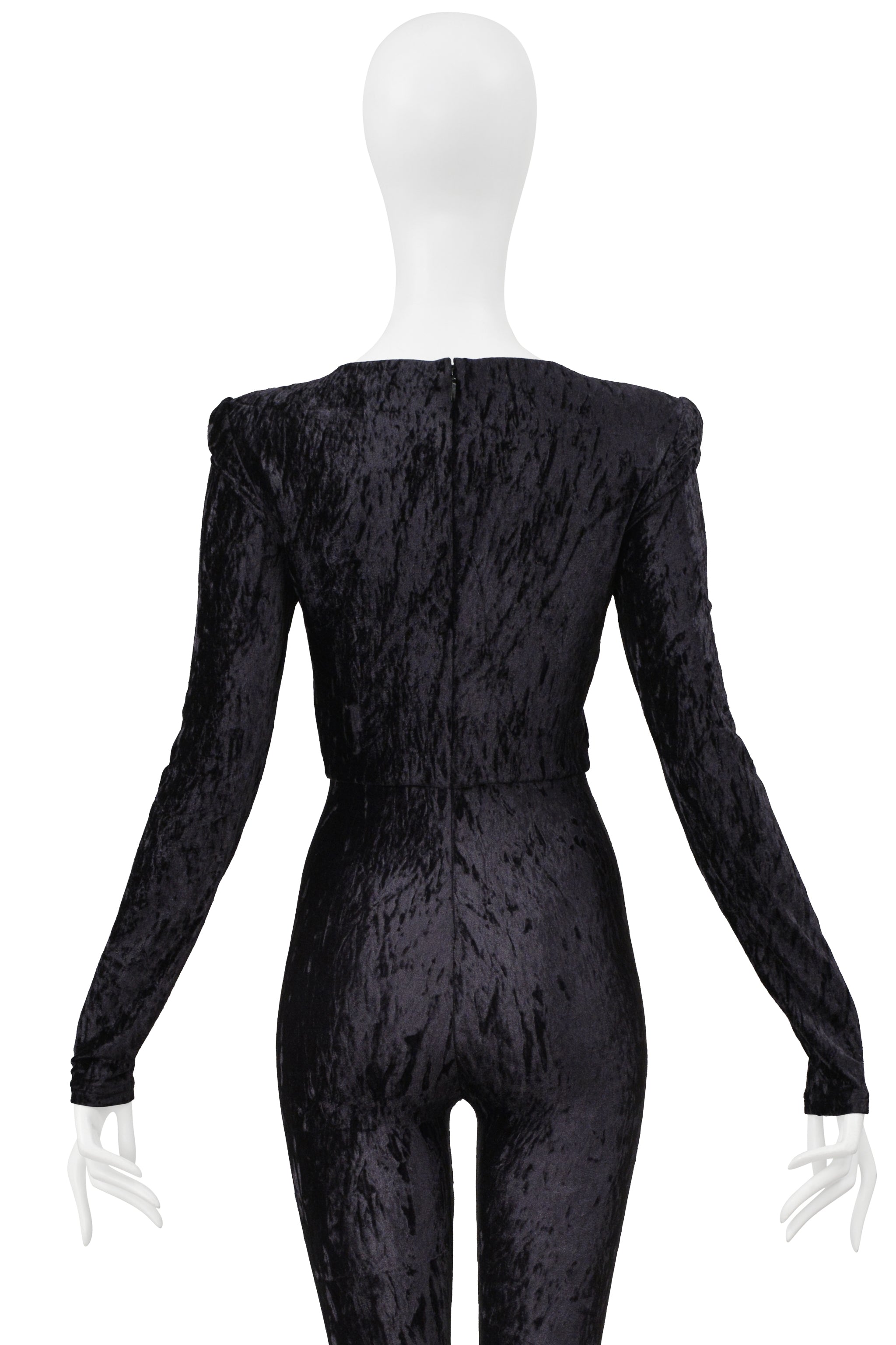 SAINT LAURENT PARIS MIDNIGHT CRUSHED VELVET JUMPSUIT 2021