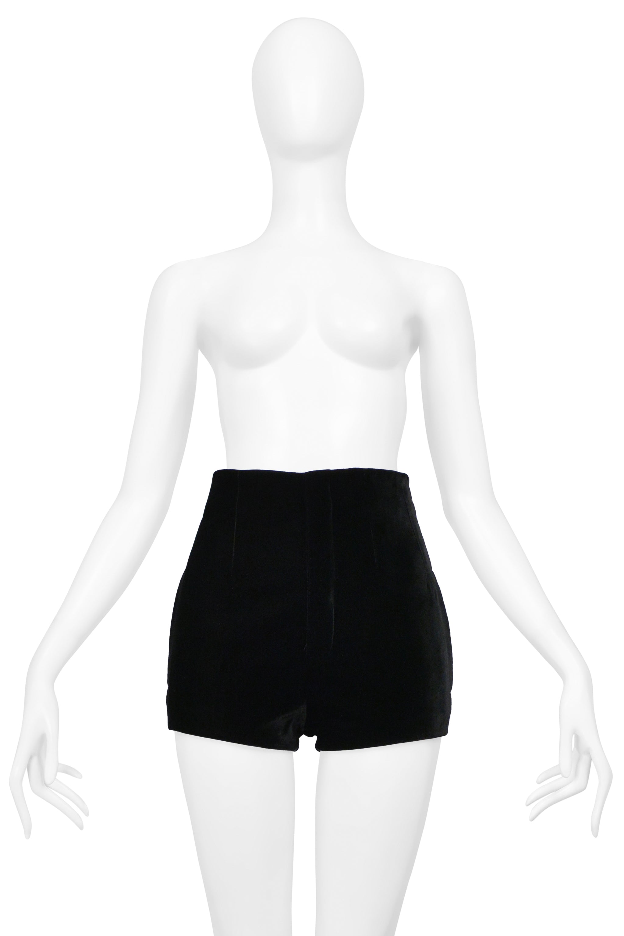 SAINT LAURENT PARIS BLACK VELVET MINI SHORTS 2021