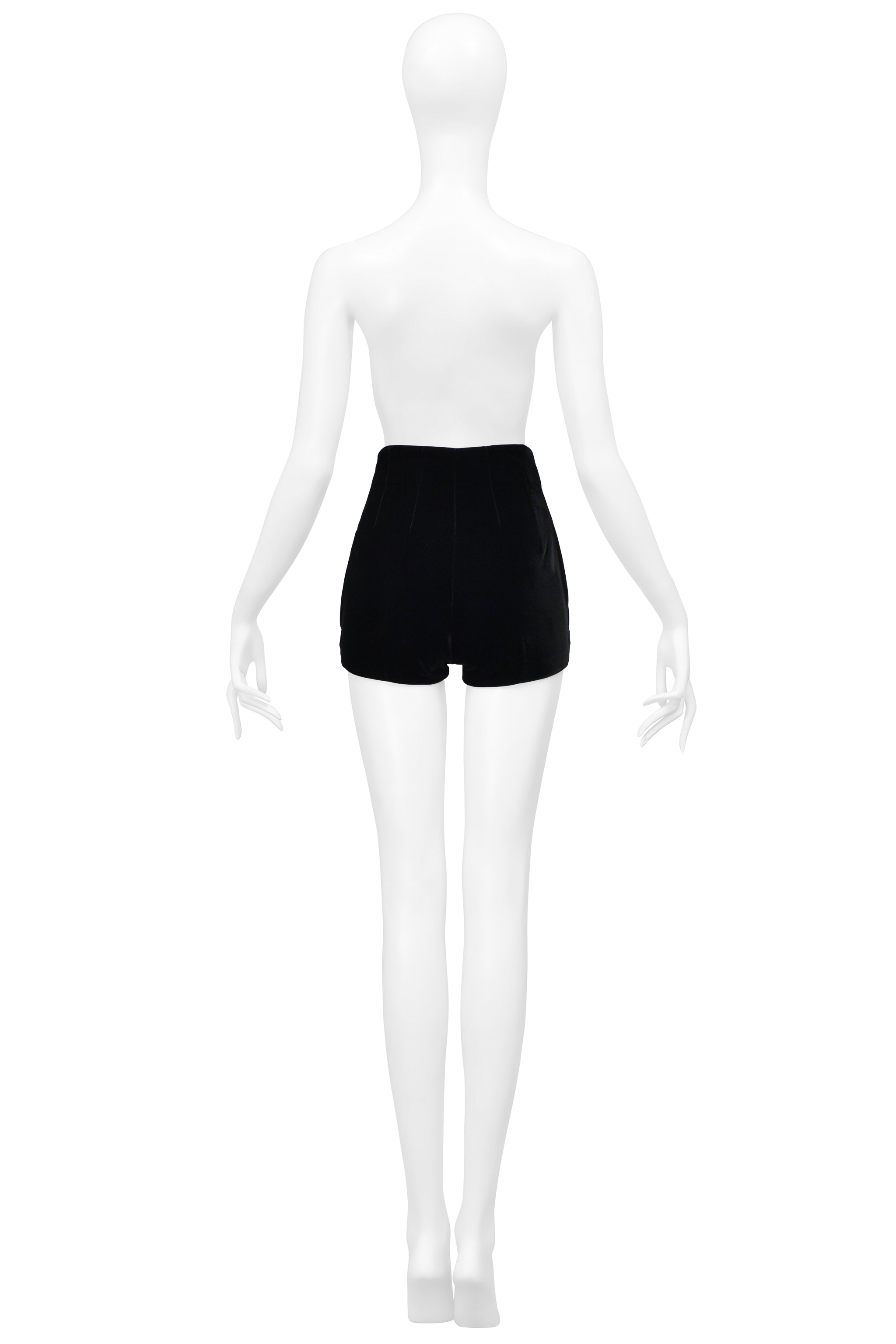 SAINT LAURENT PARIS BLACK VELVET MINI SHORTS 2021