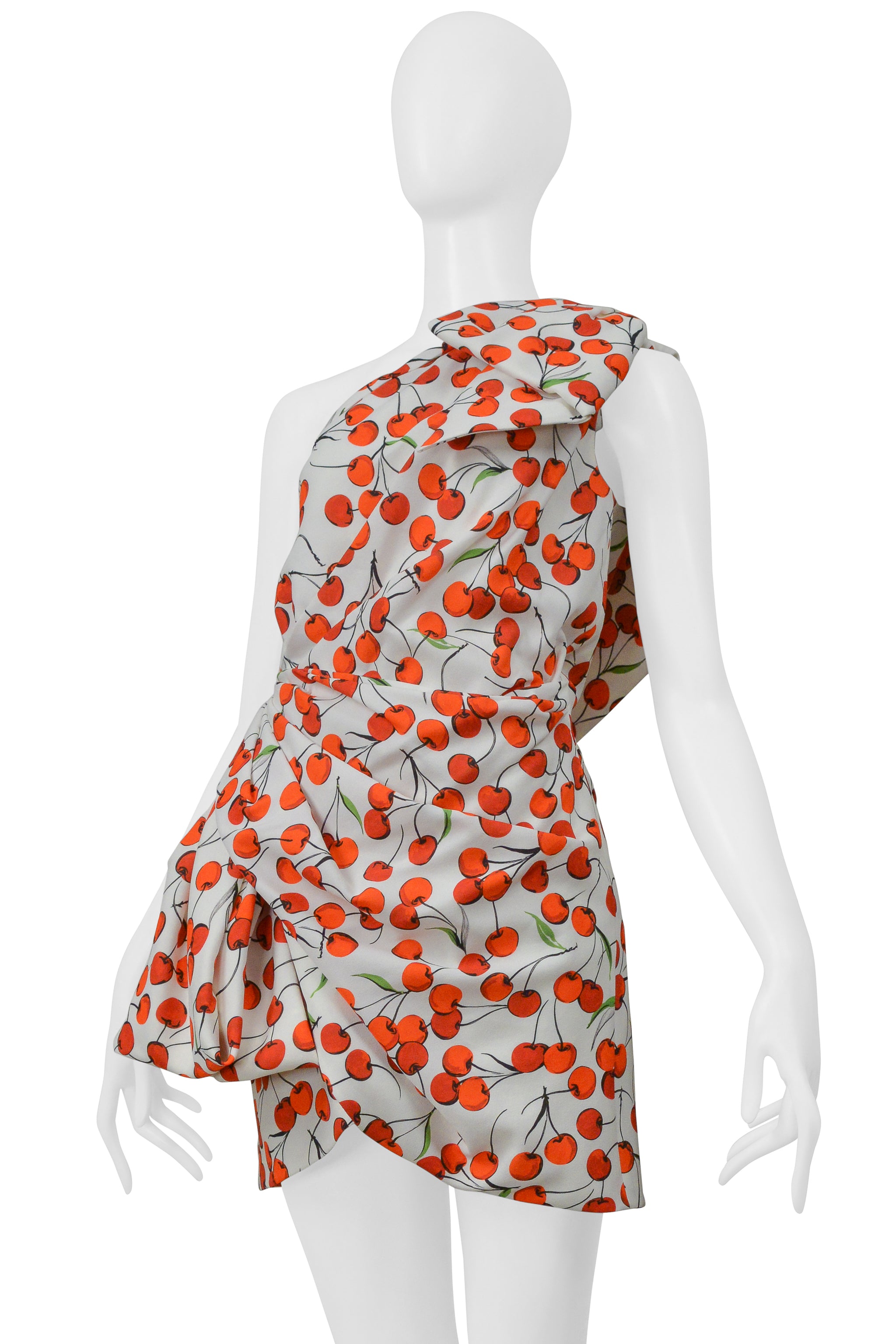 SAINT LAURENT PARIS CHERRY PRINT DRESS