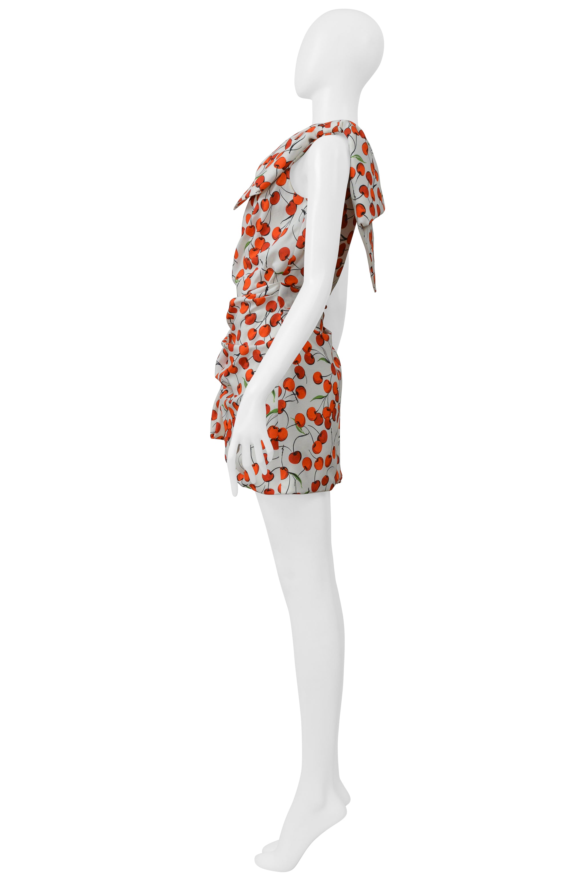 SAINT LAURENT PARIS CHERRY PRINT DRESS