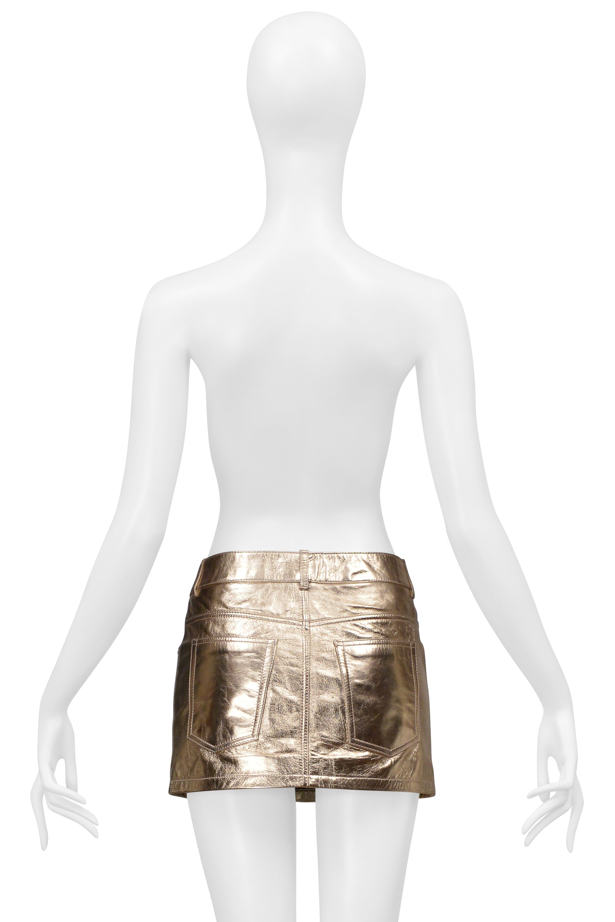 SAINT LAURENT PARIS ROSE GOLD LEATHER MINI SKIRT 2021