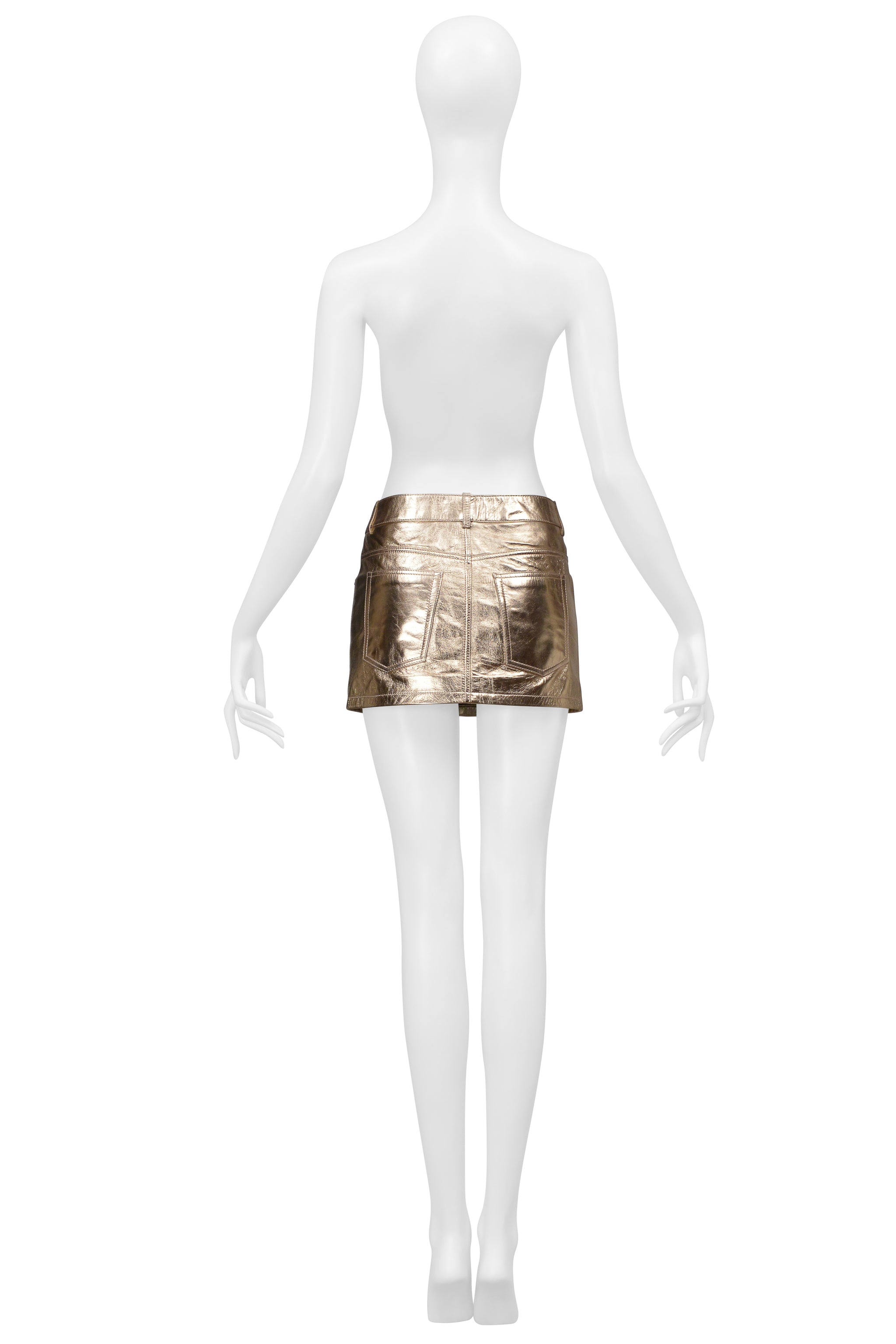 SAINT LAURENT PARIS ROSE GOLD LEATHER MINI SKIRT 2021