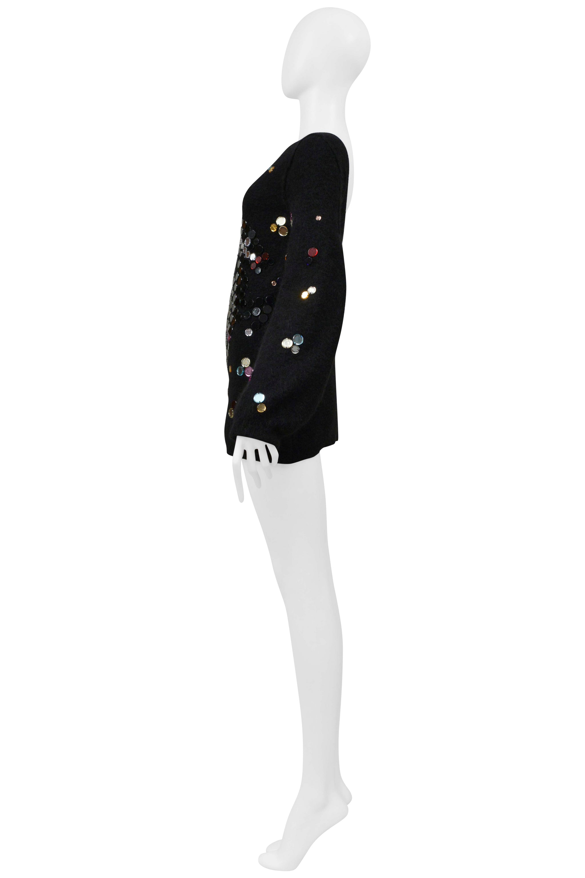 SONIA RYKIEL BLACK SWEATER WITH MIRROR MOSAIC HORSE DETAIL 2008