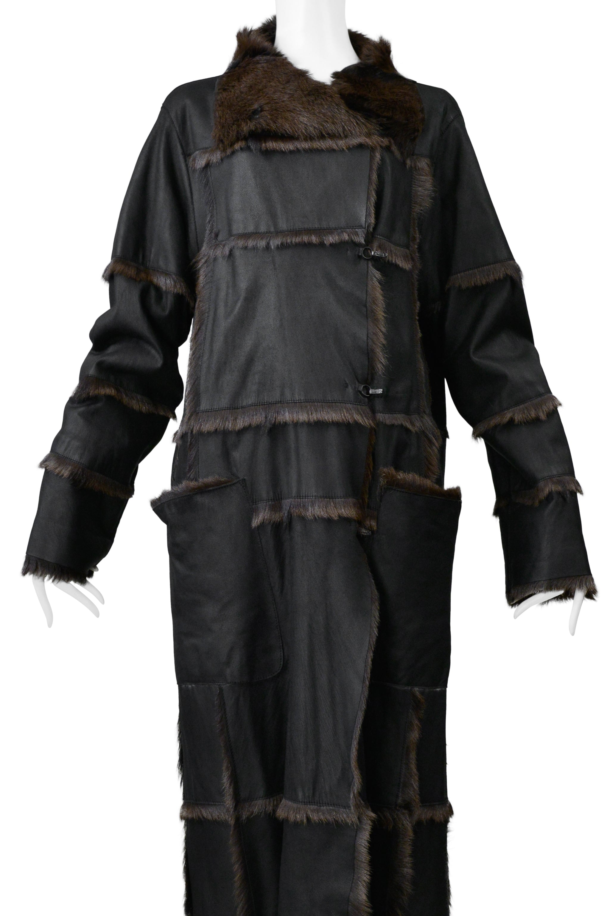 SYLVIE SHIMMEL BLACK GOATSKIN FUR MAXI COAT