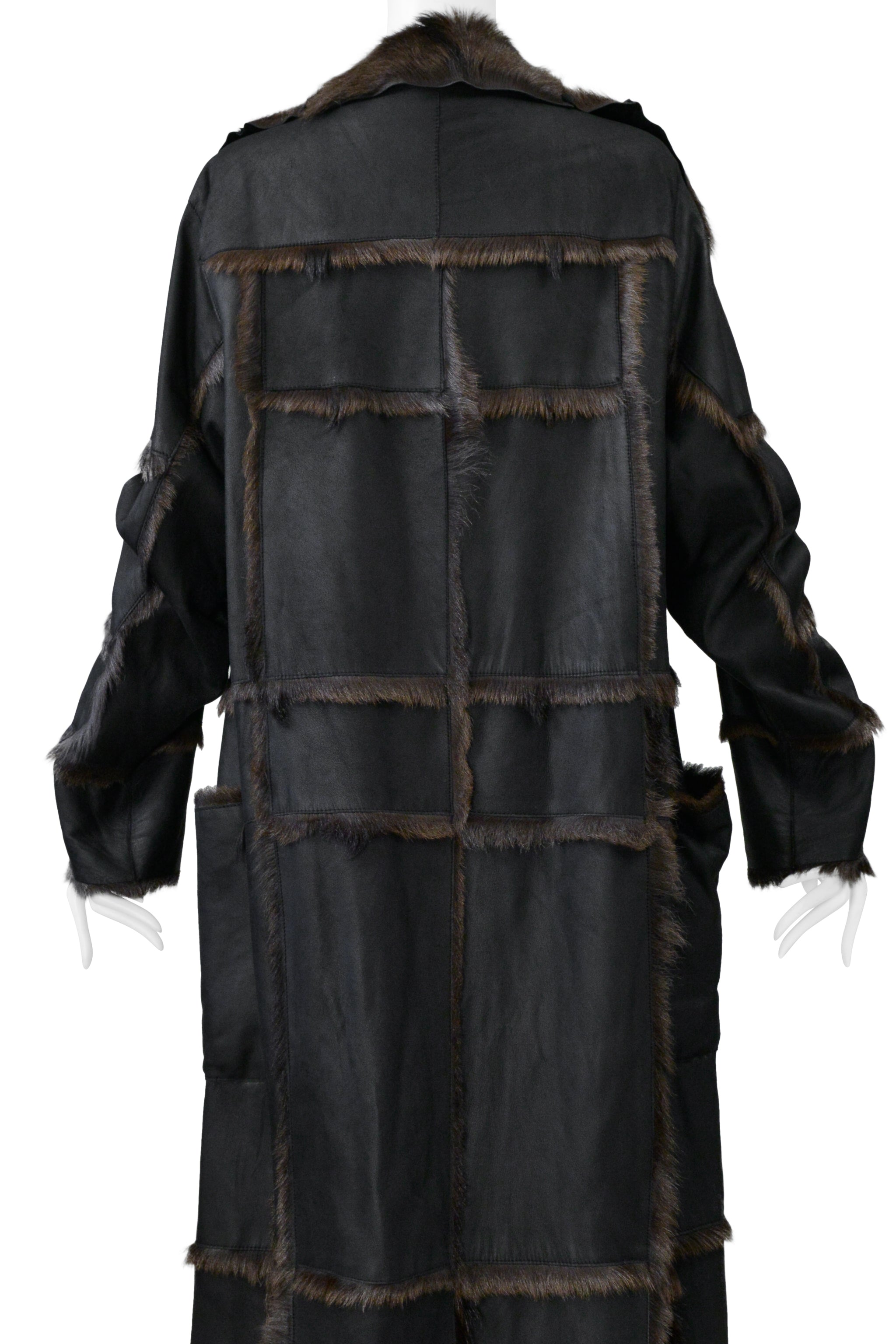 SYLVIE SHIMMEL BLACK GOATSKIN FUR MAXI COAT