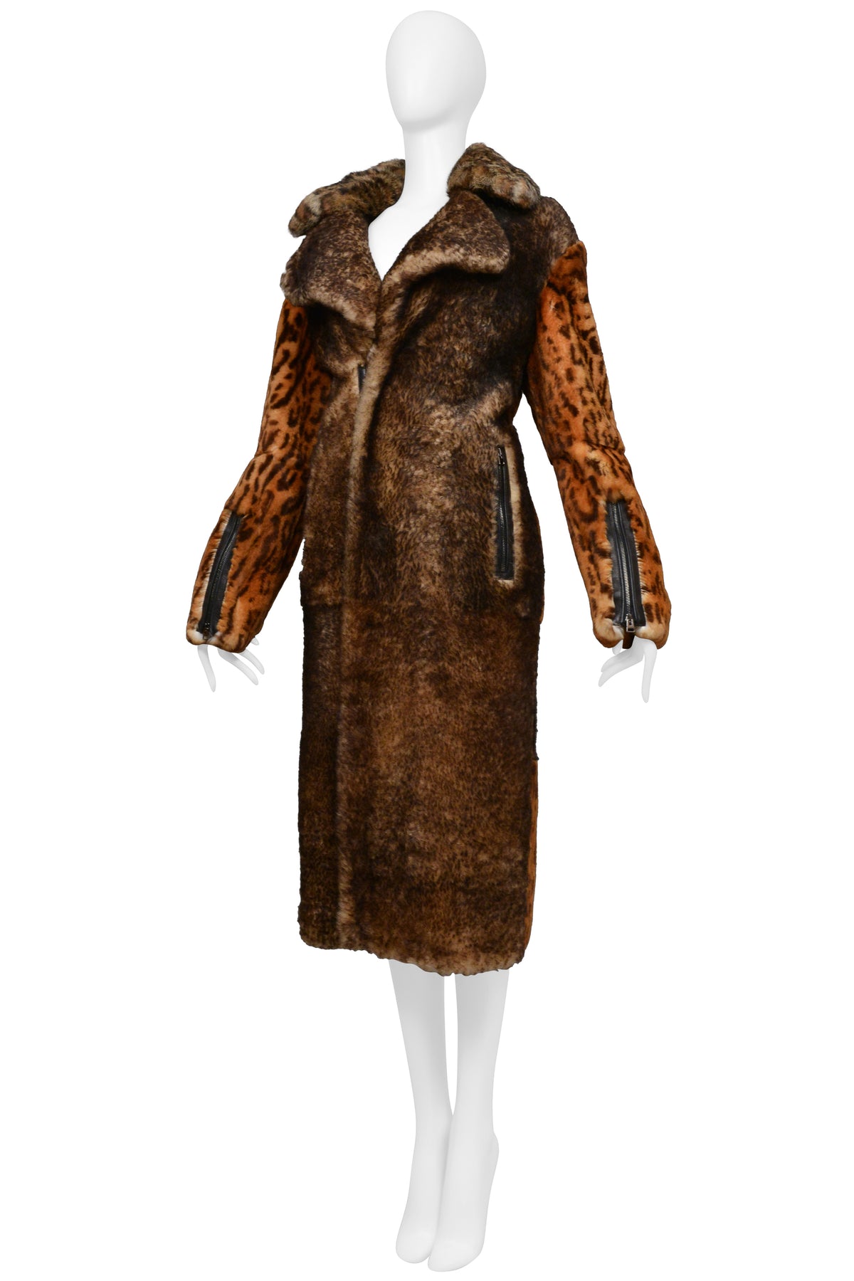 TOM FORD BROWN AND LEOPARD FUR COAT 2015