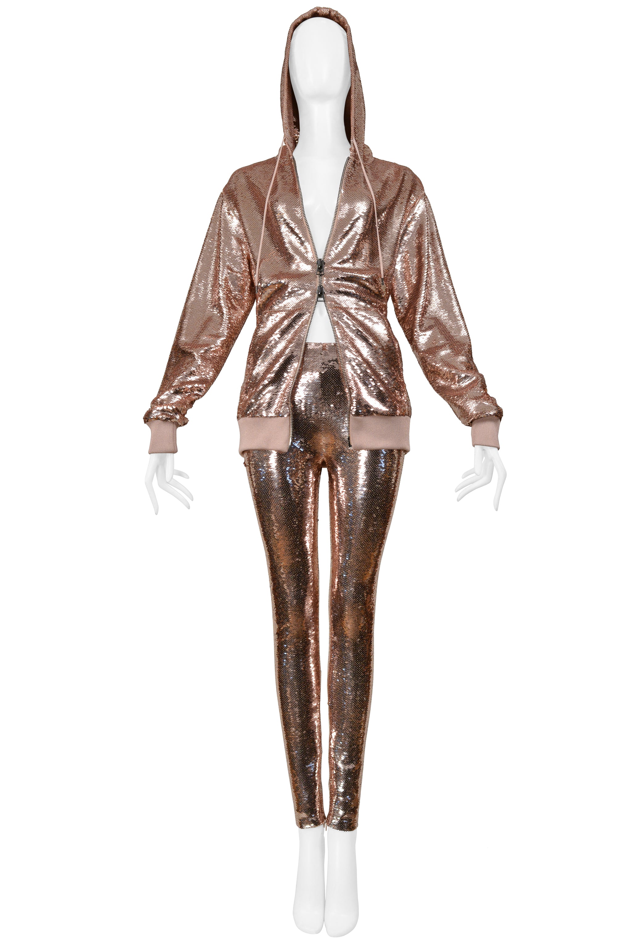 TOM FORD ROSE GOLD SEQUIN JOGGER JACKET 2018