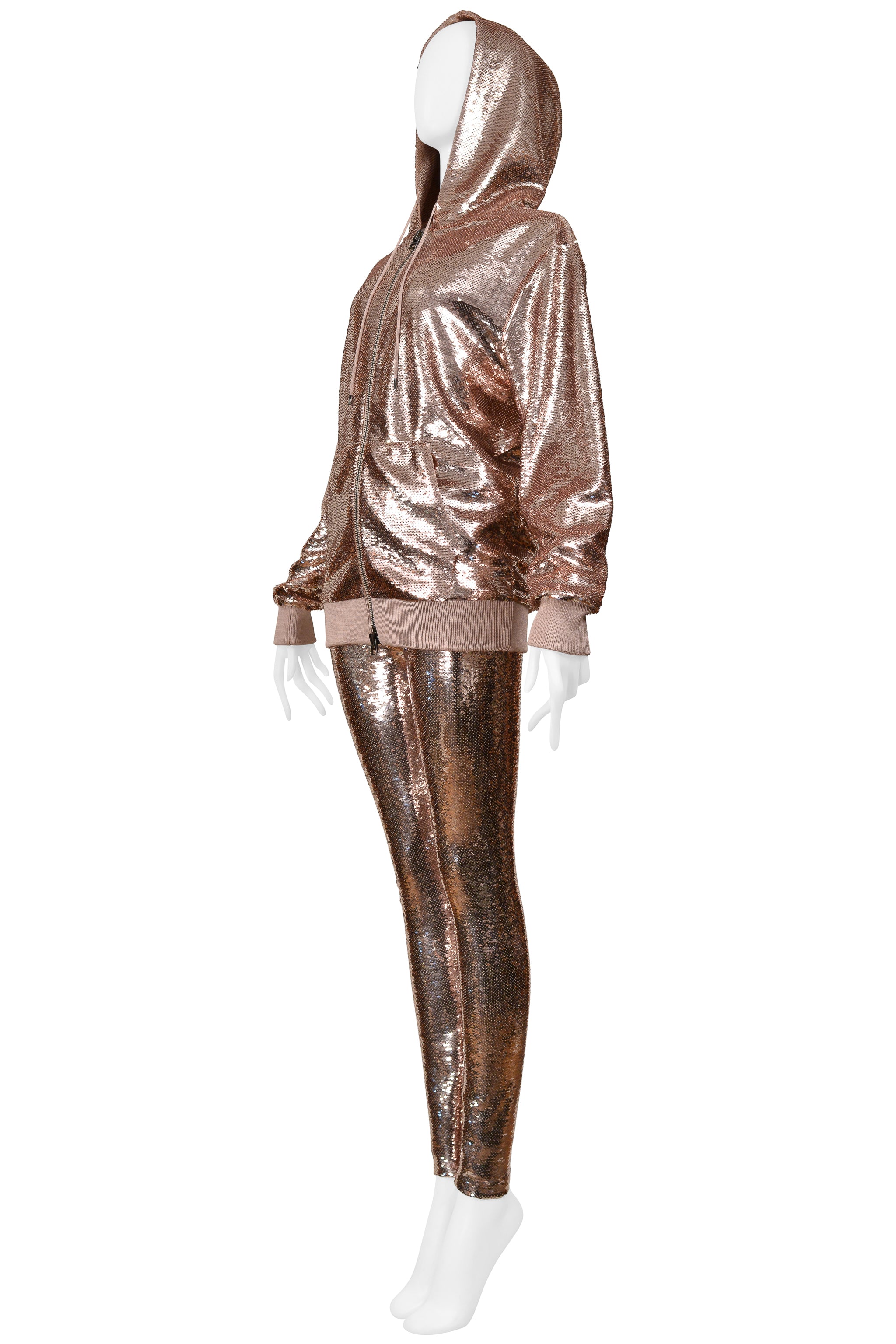 TOM FORD ROSE GOLD SEQUIN JOGGER JACKET 2018