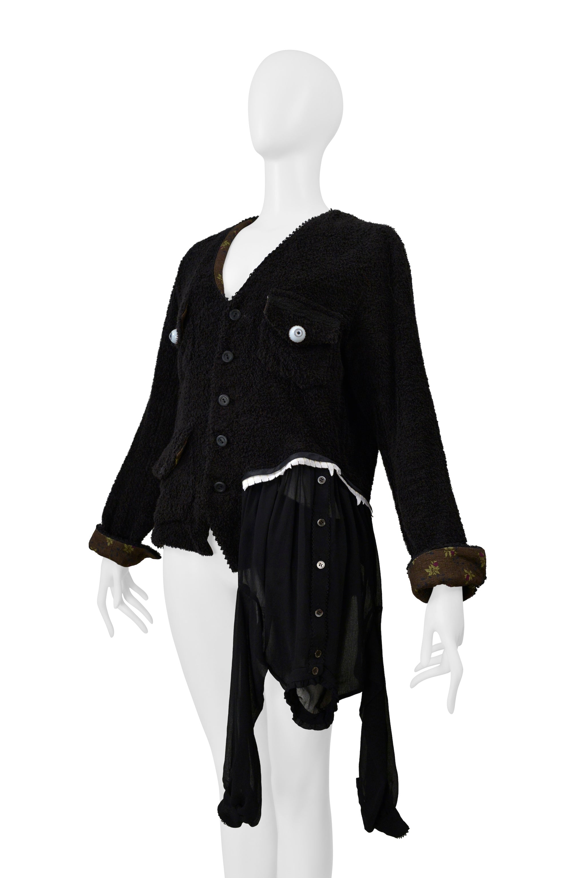 UNDERCOVER BLACK TERRY CLOTH JACKET WITH EYEBALL BUTTONS 2005