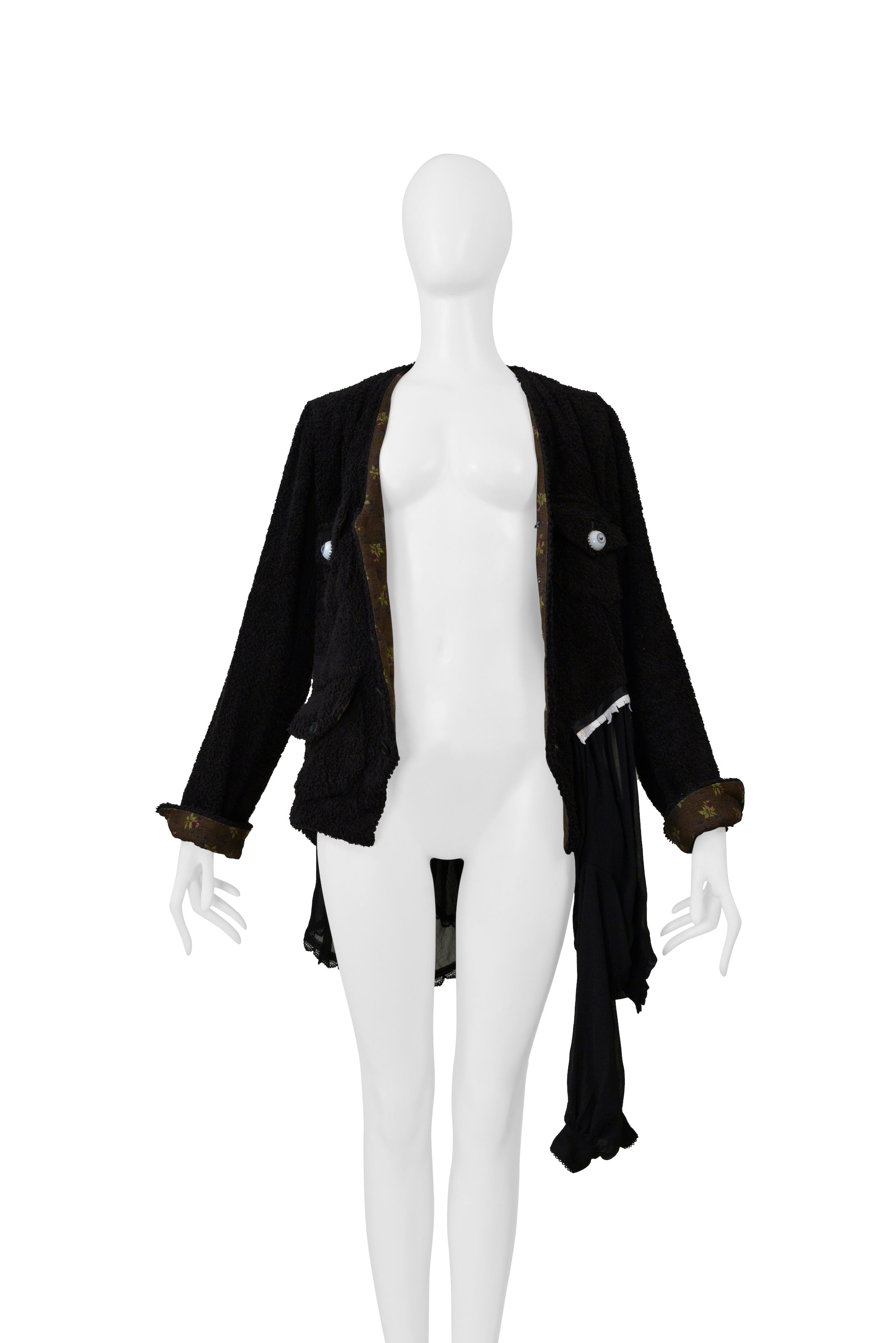 UNDERCOVER BLACK TERRY CLOTH JACKET WITH EYEBALL BUTTONS 2005