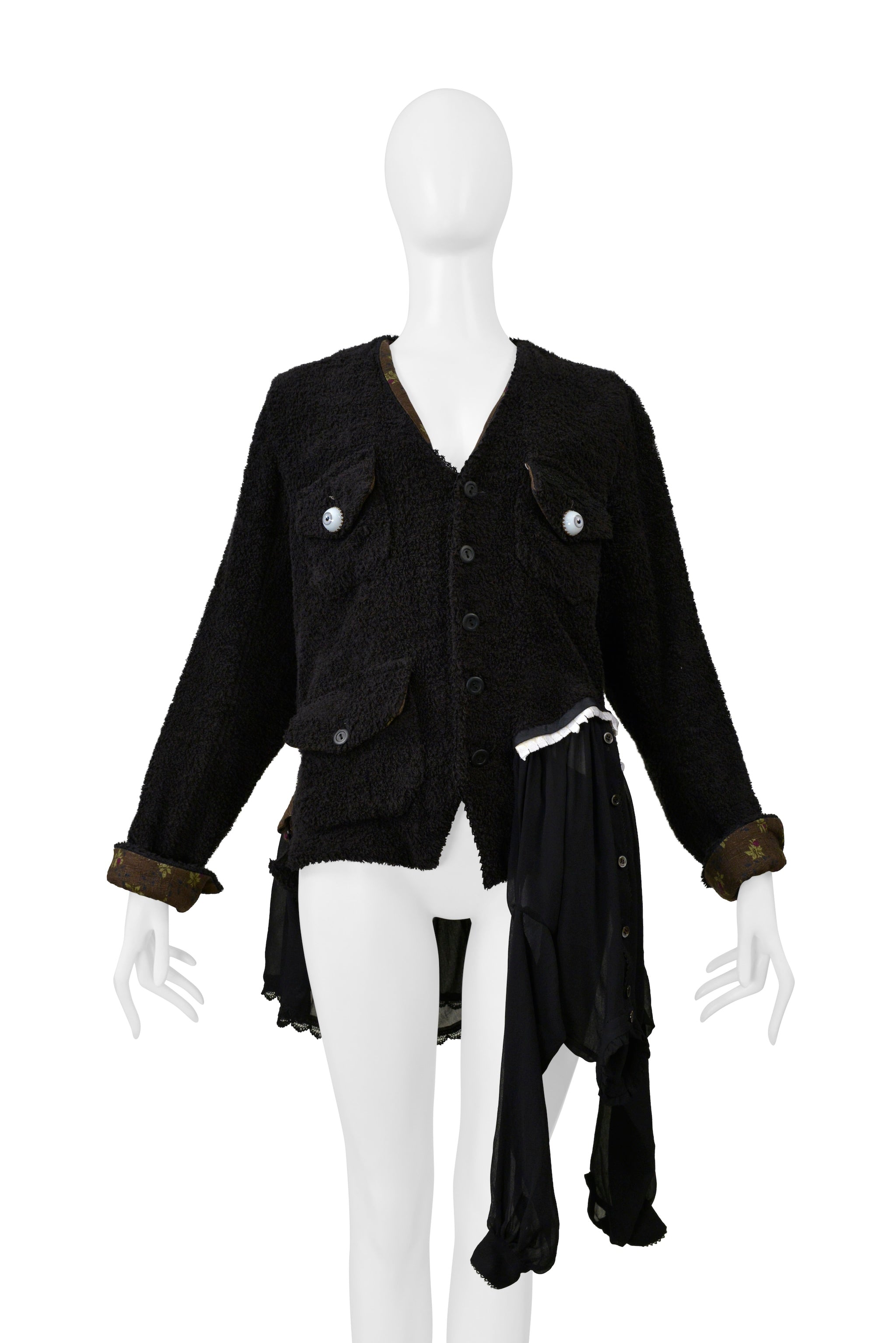 UNDERCOVER BLACK TERRY CLOTH JACKET WITH EYEBALL BUTTONS 2005