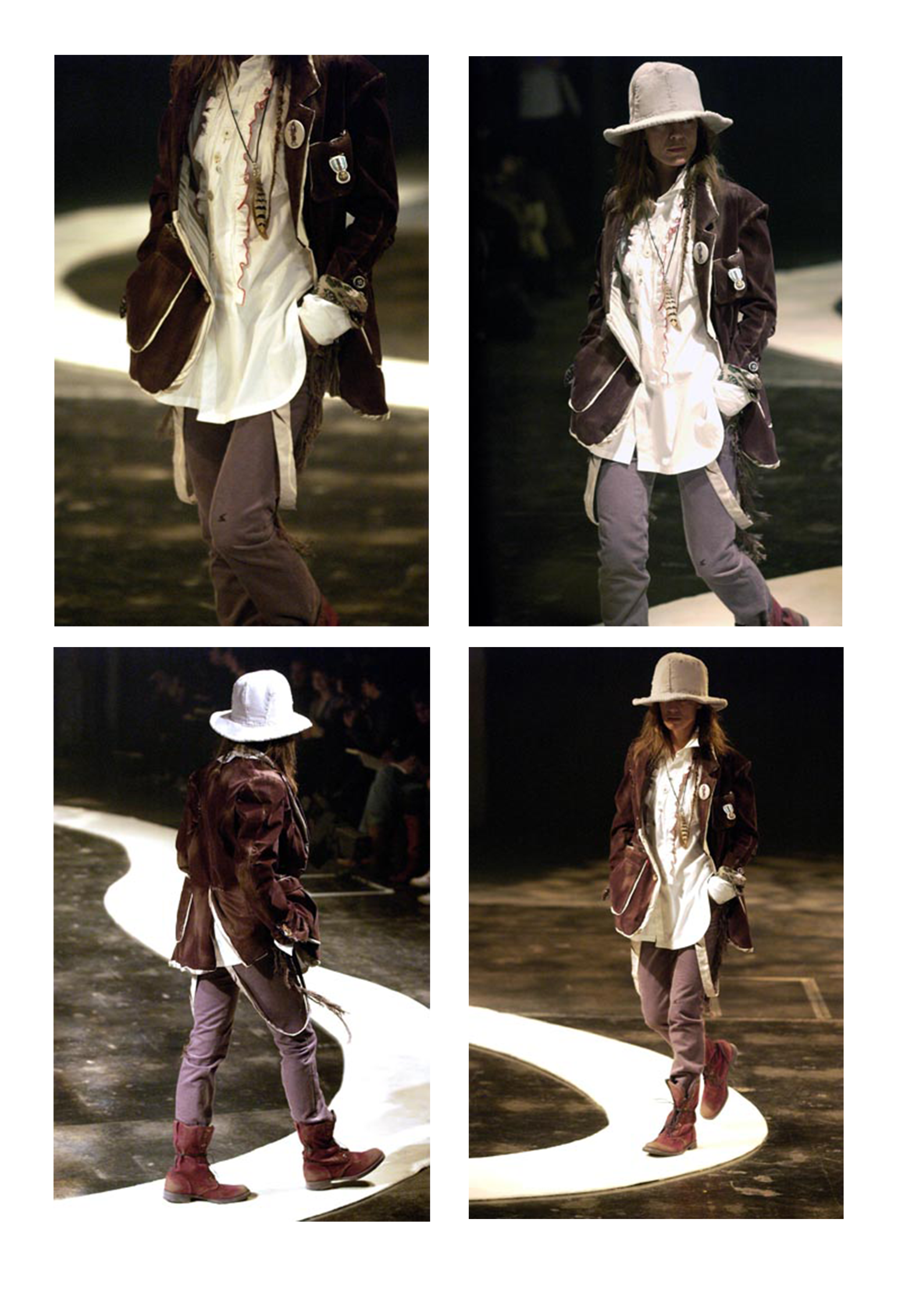 UNDERCOVER DECONSTRUCTED BROWN DISTRESSED VELVET JACKET WITH CUTOUTS 2004